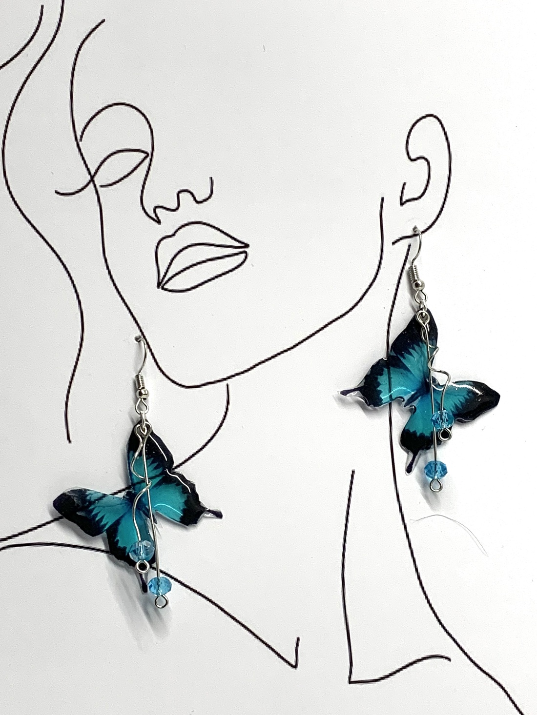 Cercei -fluturi 01324   - bijuterii - cercei - cercei din rășină - Artynos.ro