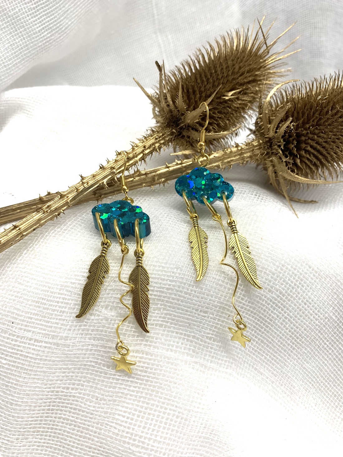 Cercei handmade din rasina 01328 - bijuterii - cercei - cercei din rășină - Artynos.ro