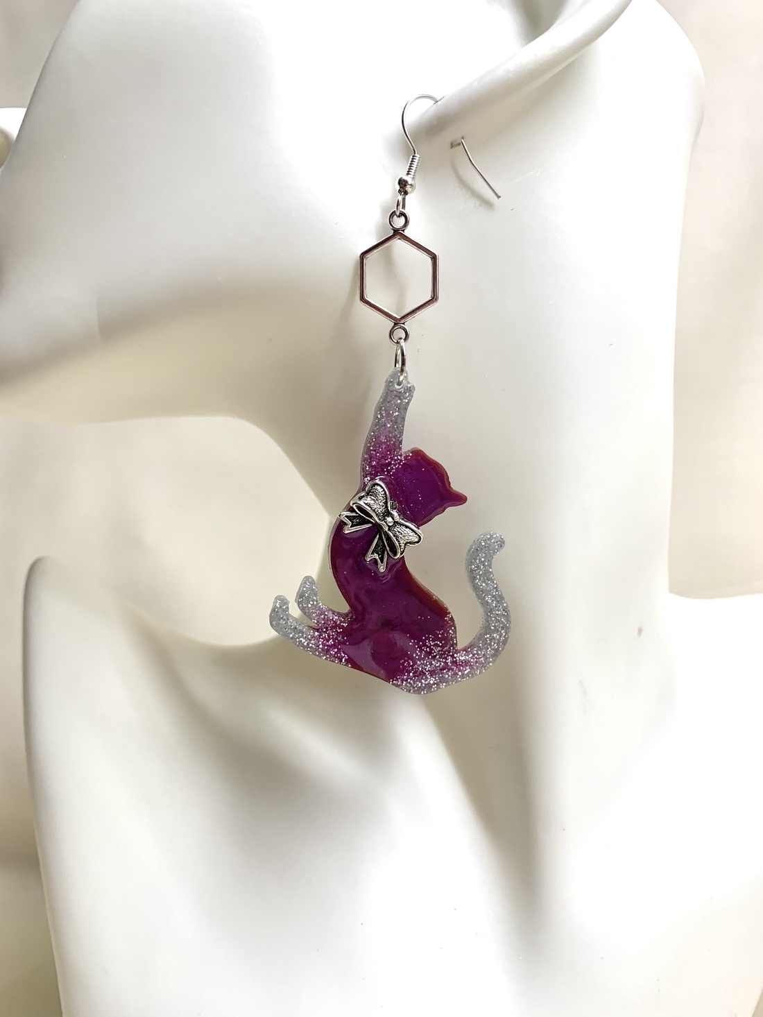 cercei asimetrici -pisici  01346  - bijuterii - cercei - cercei cu figurine - Artynos.ro