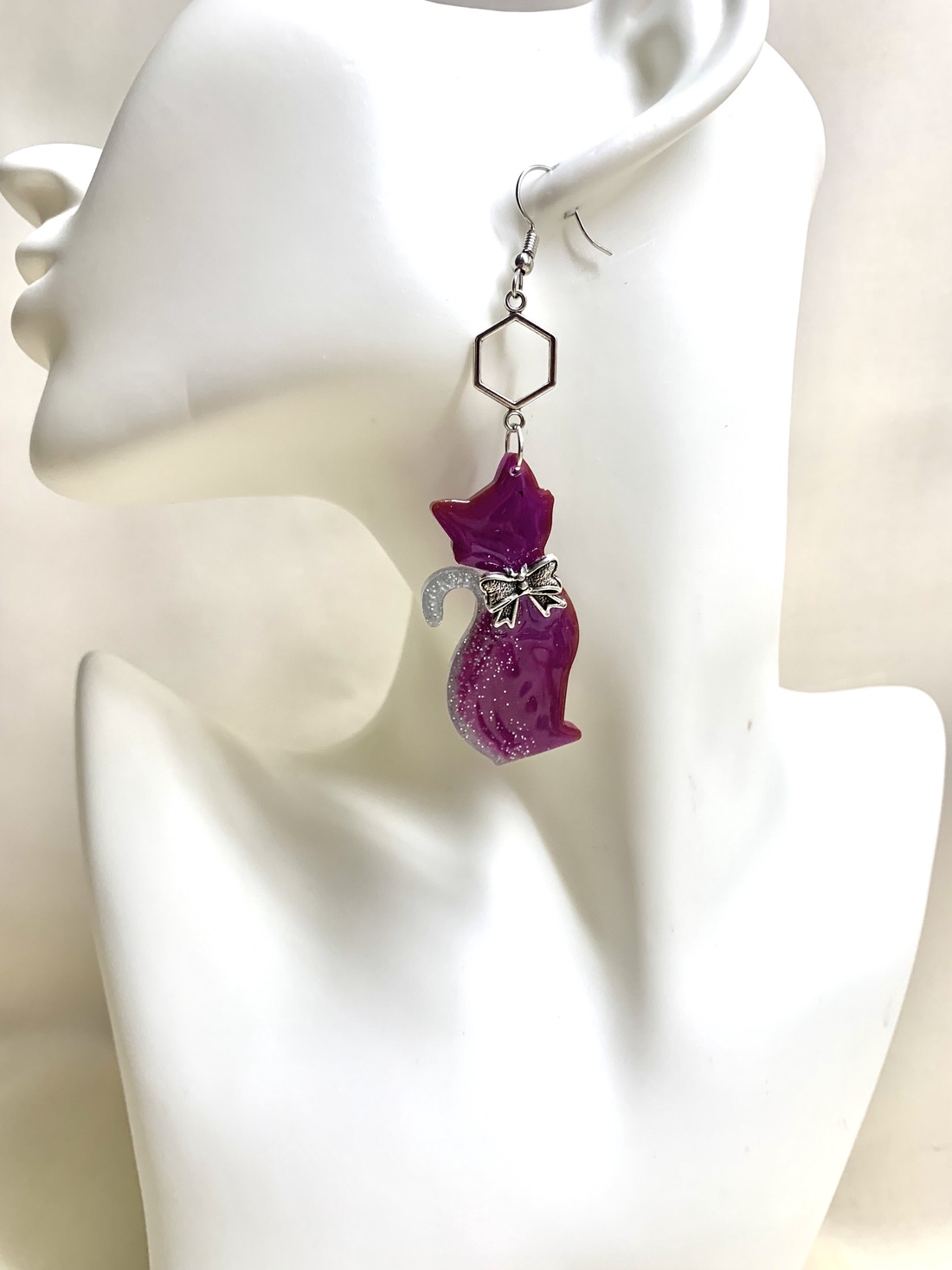 cercei asimetrici -pisici  01346  - bijuterii - cercei - cercei cu figurine - Artynos.ro