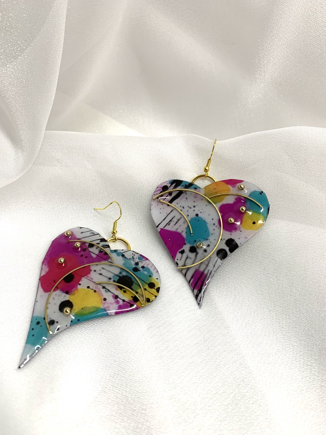 Cercei pictati manual 01349 - bijuterii - cercei - cercei din rășină - Artynos.ro