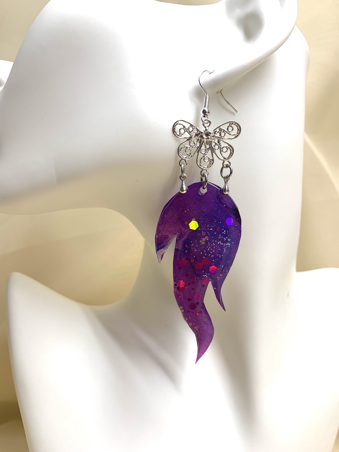 Cercei pictati manual 01360 - bijuterii - cercei - cercei din rășină - Artynos.ro