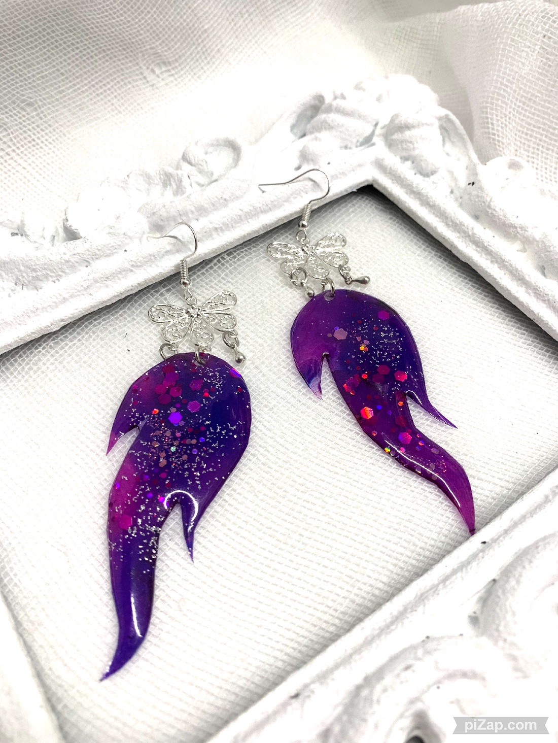 Cercei pictati manual 01360 - bijuterii - cercei - cercei din rășină - Artynos.ro