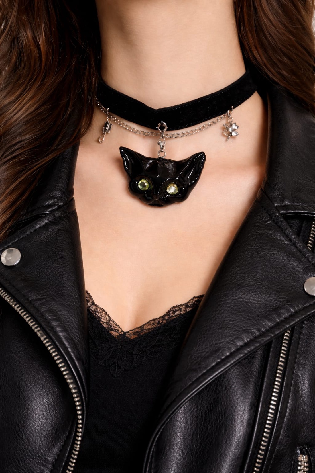 Choker cu pandantiv pisica 01297 - bijuterii - coliere - chockere - Artynos.ro