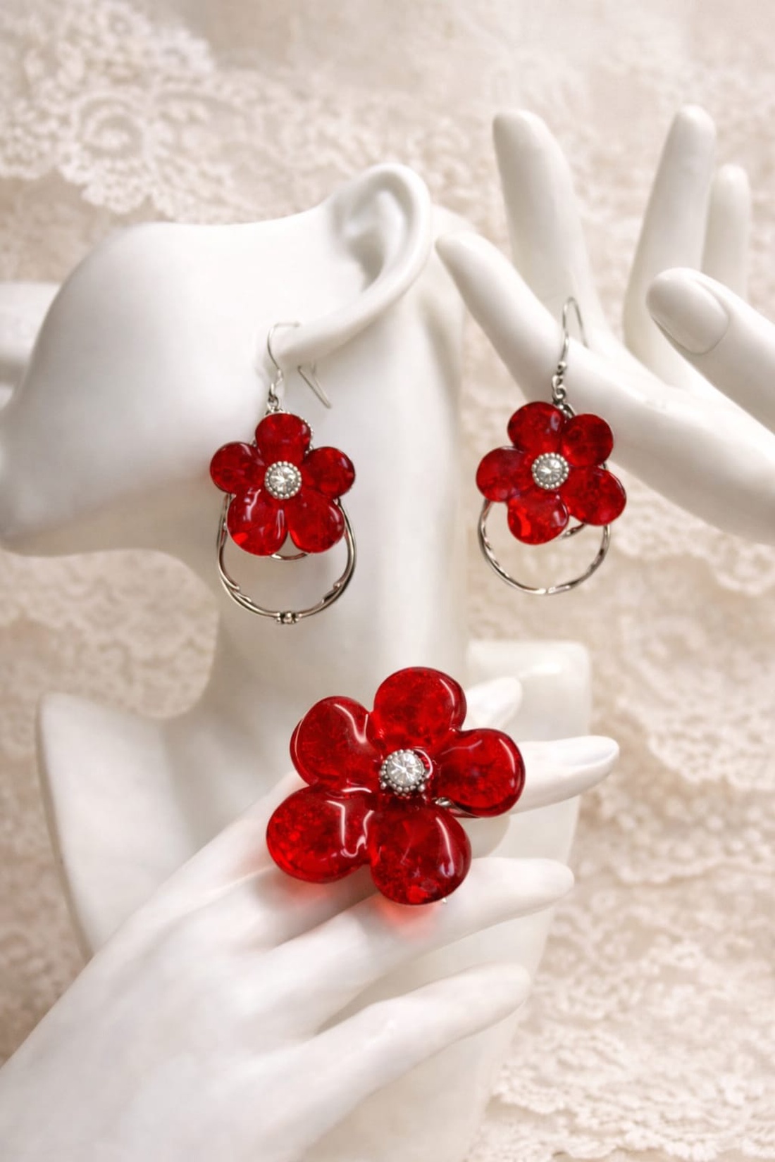 Set bijuterii rasina si Trandafiri 1365 - bijuterii - seturi de bijuterii - Artynos.ro