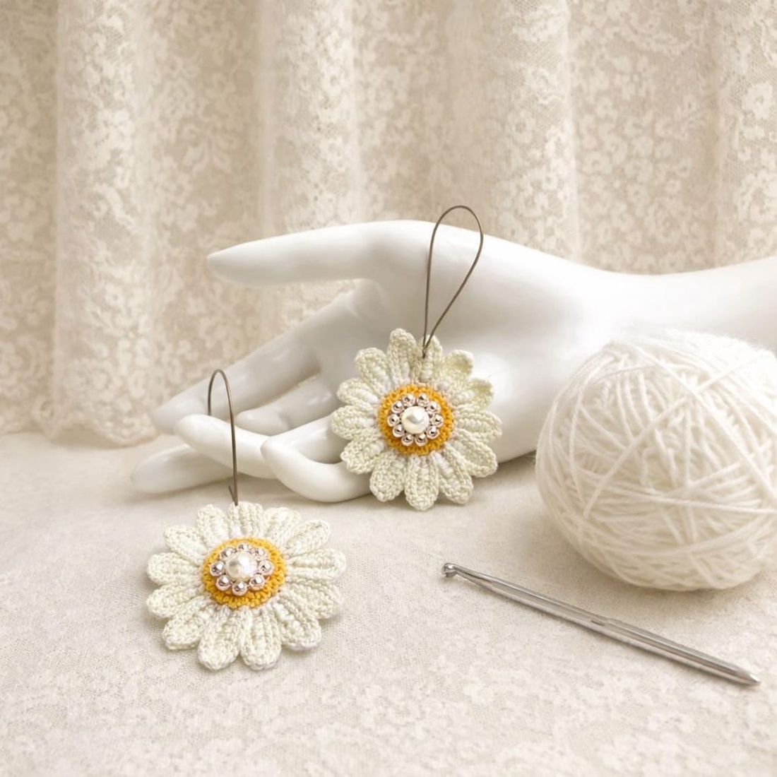 Cercei croșetați 01233 - bijuterii - cercei - cercei croșetați - Artynos.ro