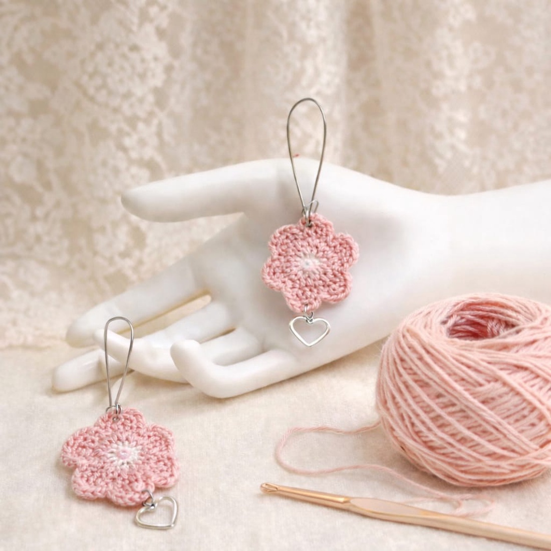 Cercei croșetați 01370 - bijuterii - cercei - cercei croșetați - Artynos.ro