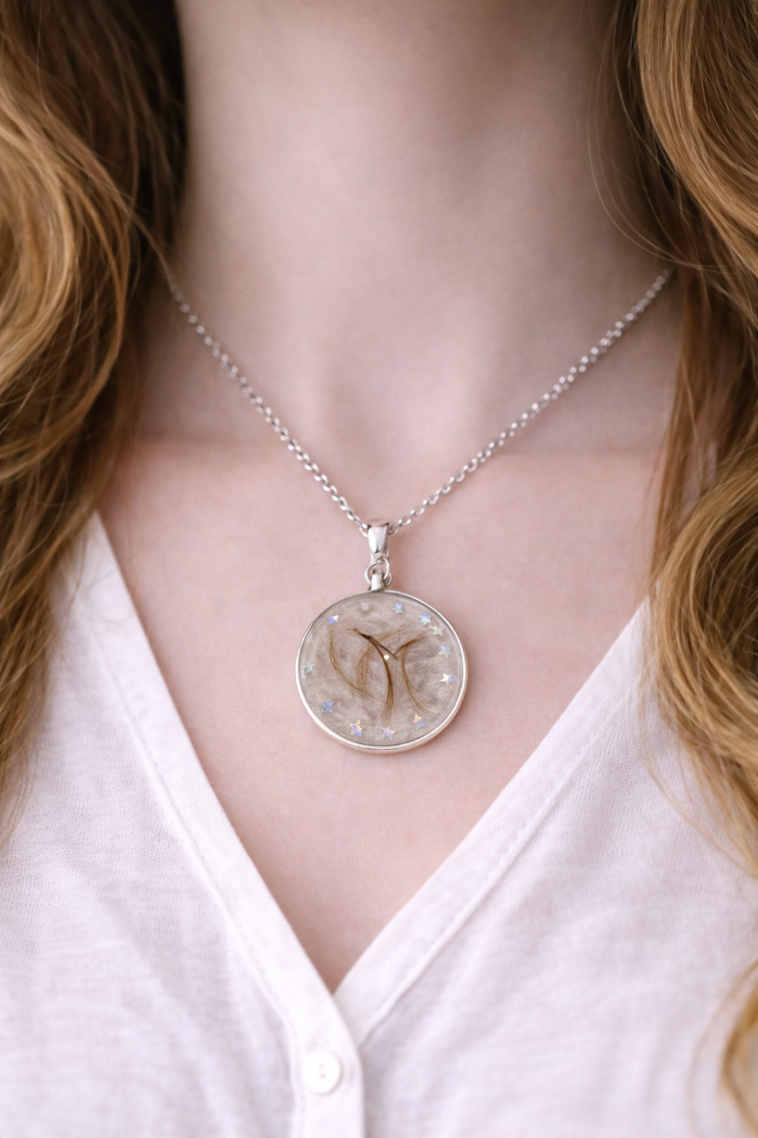 Pandantiv cu șuvițe de păr 01374 - bijuterii - coliere - coliere cu pandative - Artynos.ro