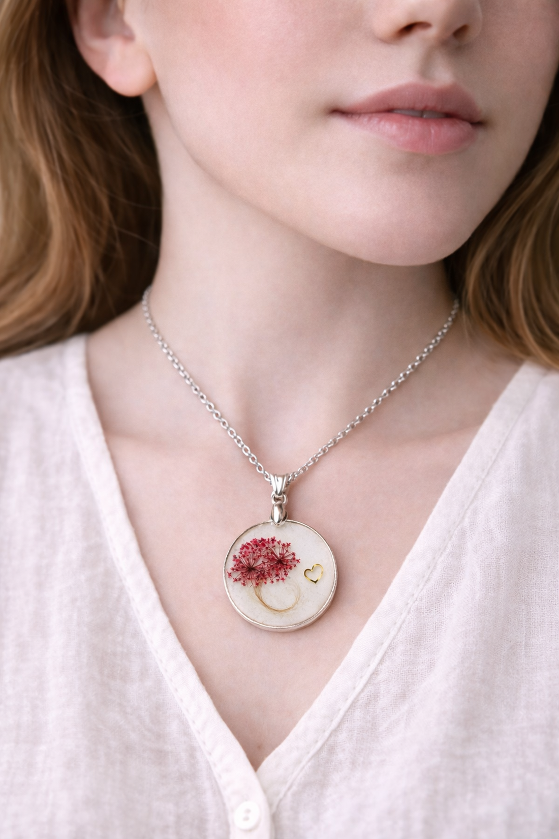 Pandantiv cu șuvițe de păr 01382 - bijuterii - coliere - coliere cu pandative - Artynos.ro