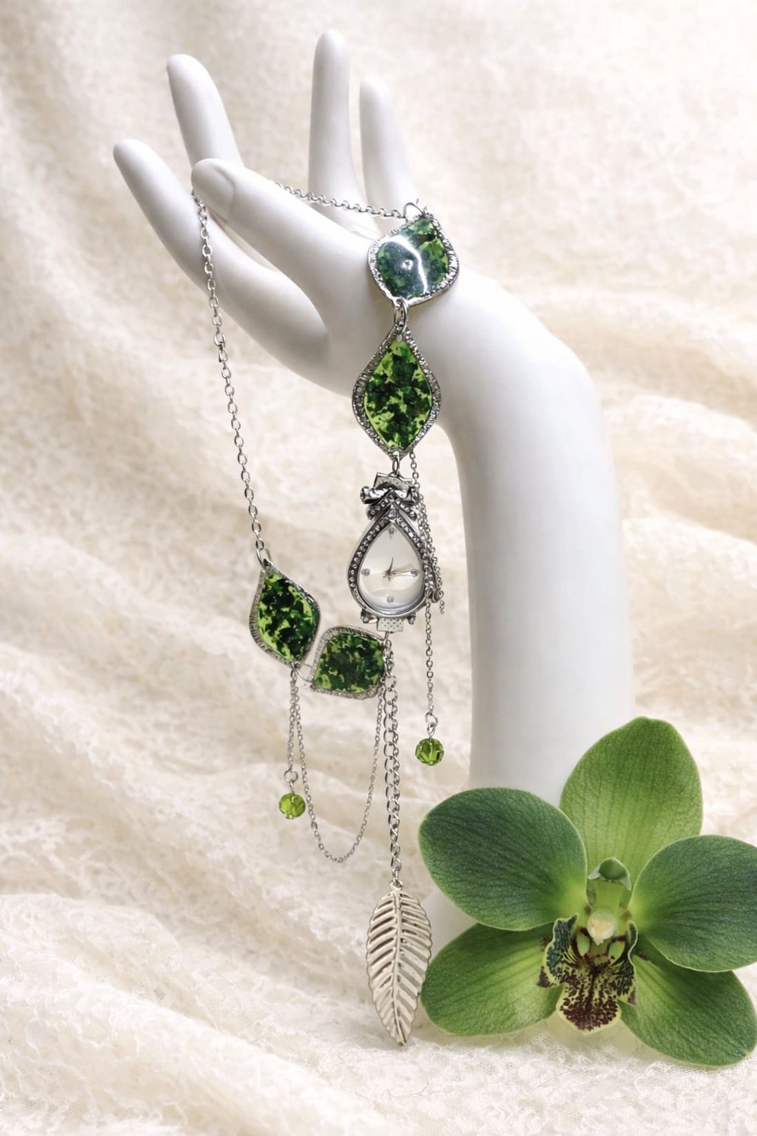 Colier-pandantiv cu Orhidee si ceas 01344 - bijuterii - coliere - coliere cu pandative - Artynos.ro