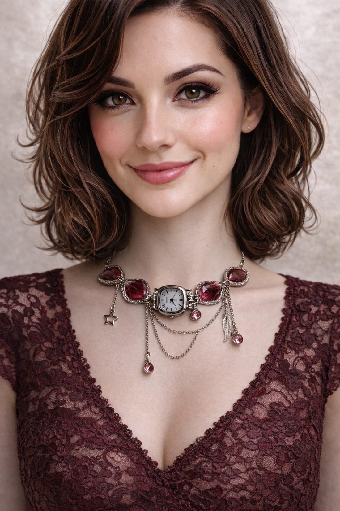 Colier-pandantiv cu petale de Trandafiri si ceas 01204 - bijuterii - coliere - pandative - Artynos.ro