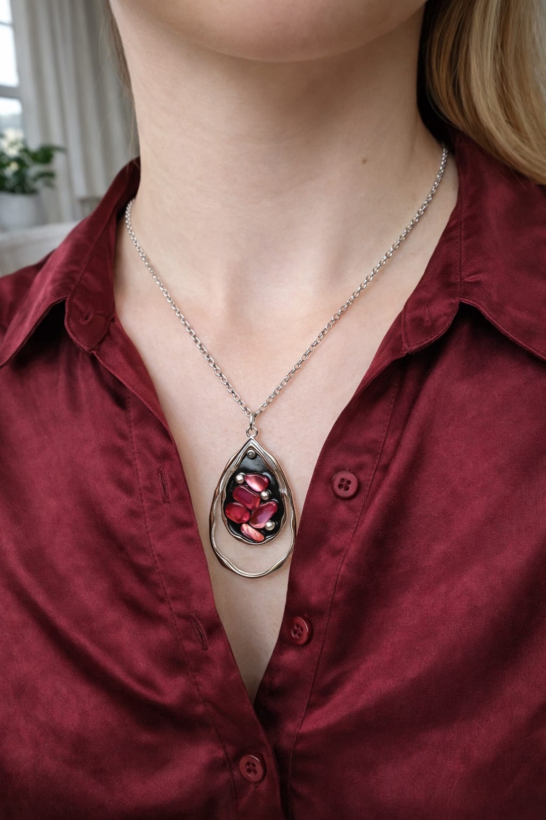 Colier -pandantiv cu scoici Abalone (Paua) 01160 - bijuterii - coliere - coliere cu pandative - Artynos.ro