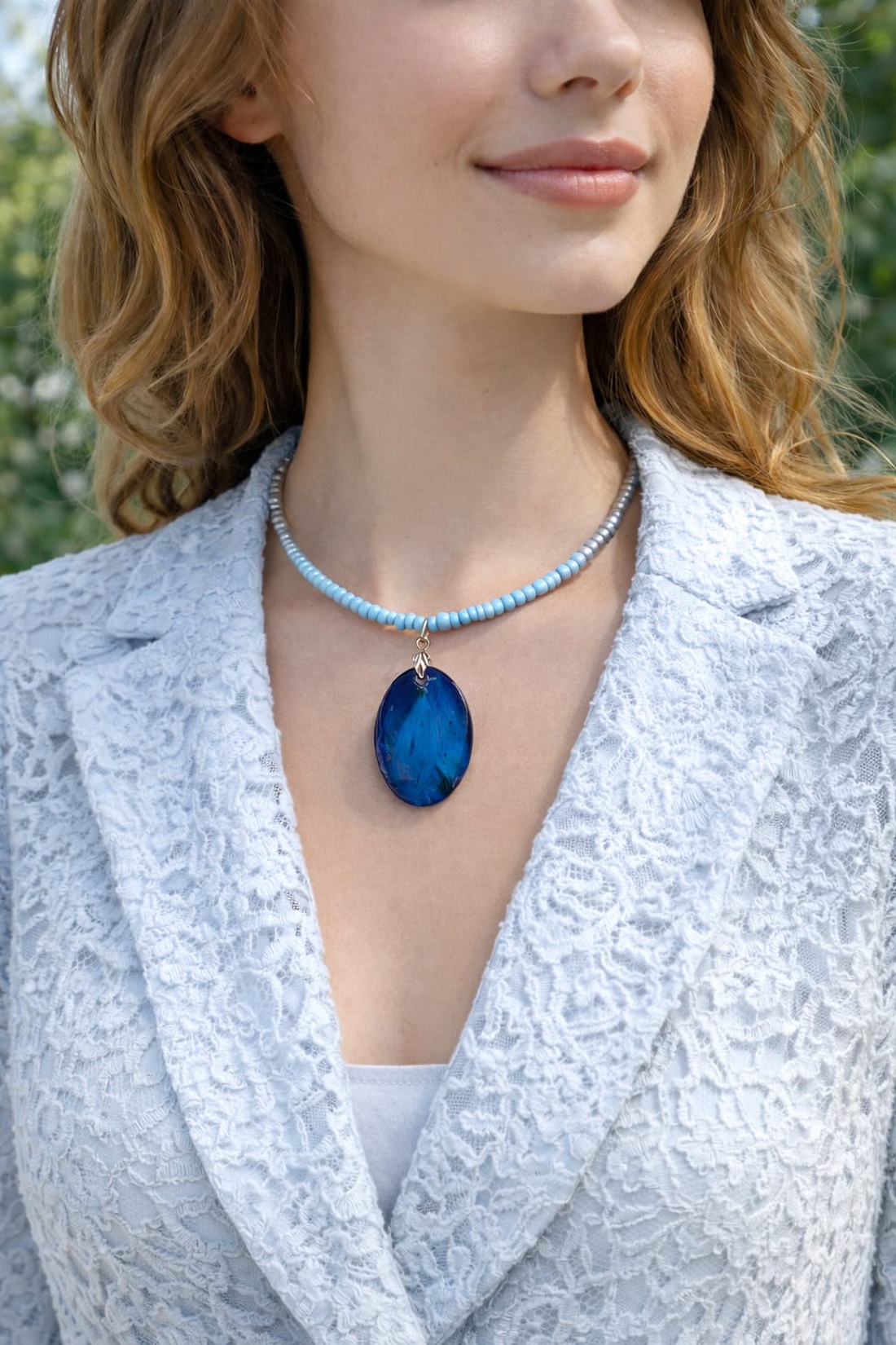 Colier-pandantiv cu flori naturale 01158 - bijuterii - coliere - coliere cu pandative - Artynos.ro