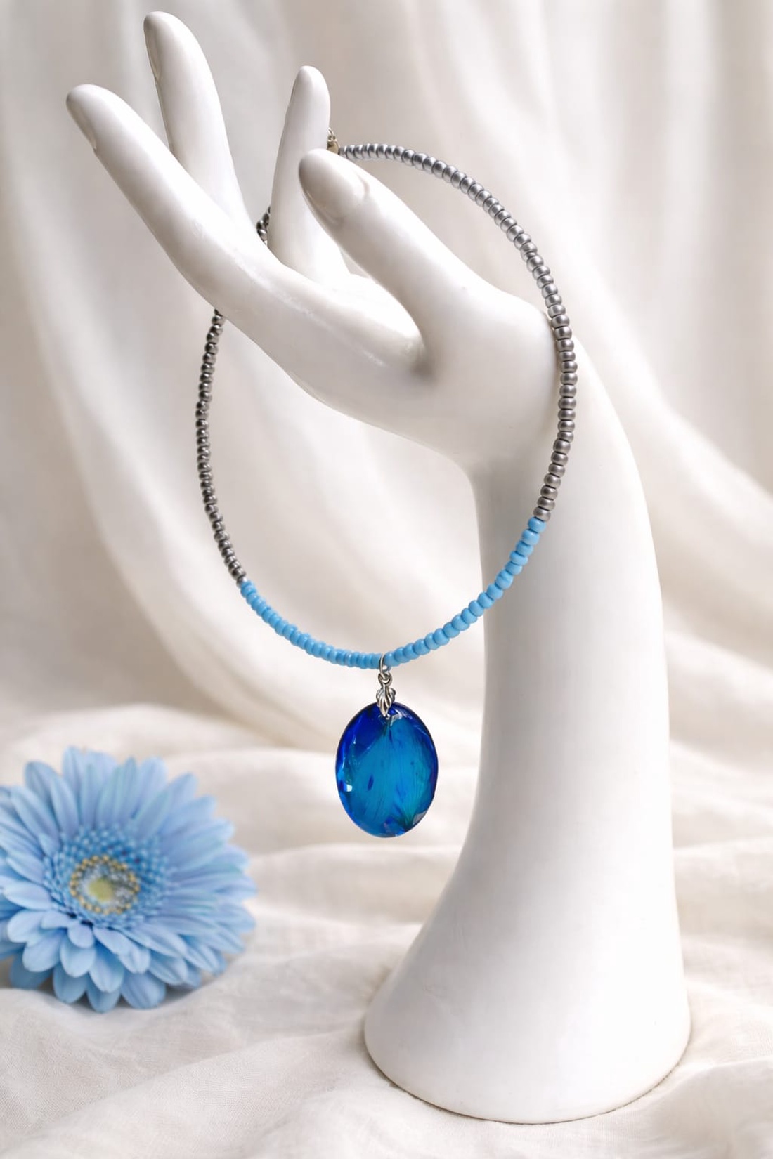 Colier-pandantiv cu flori naturale 01158 - bijuterii - coliere - coliere cu pandative - Artynos.ro