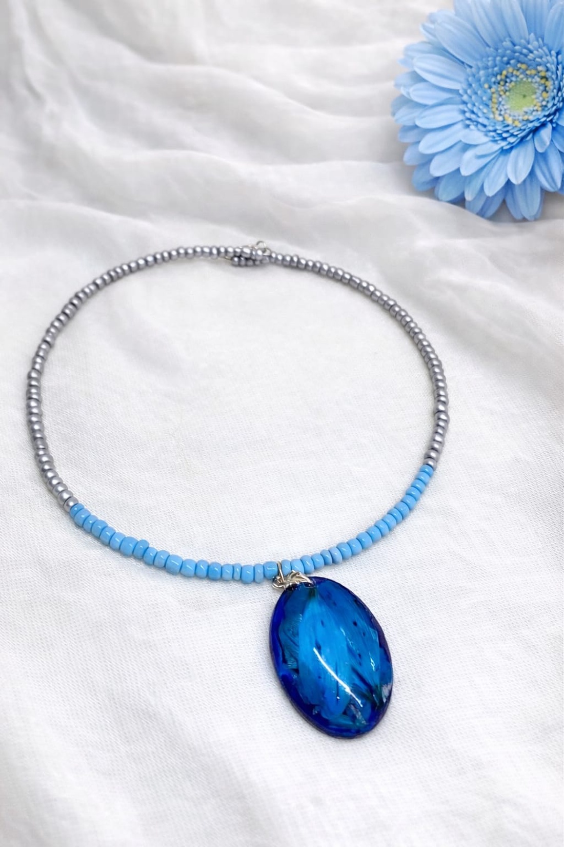 Colier-pandantiv cu flori naturale 01158 - bijuterii - coliere - coliere cu pandative - Artynos.ro