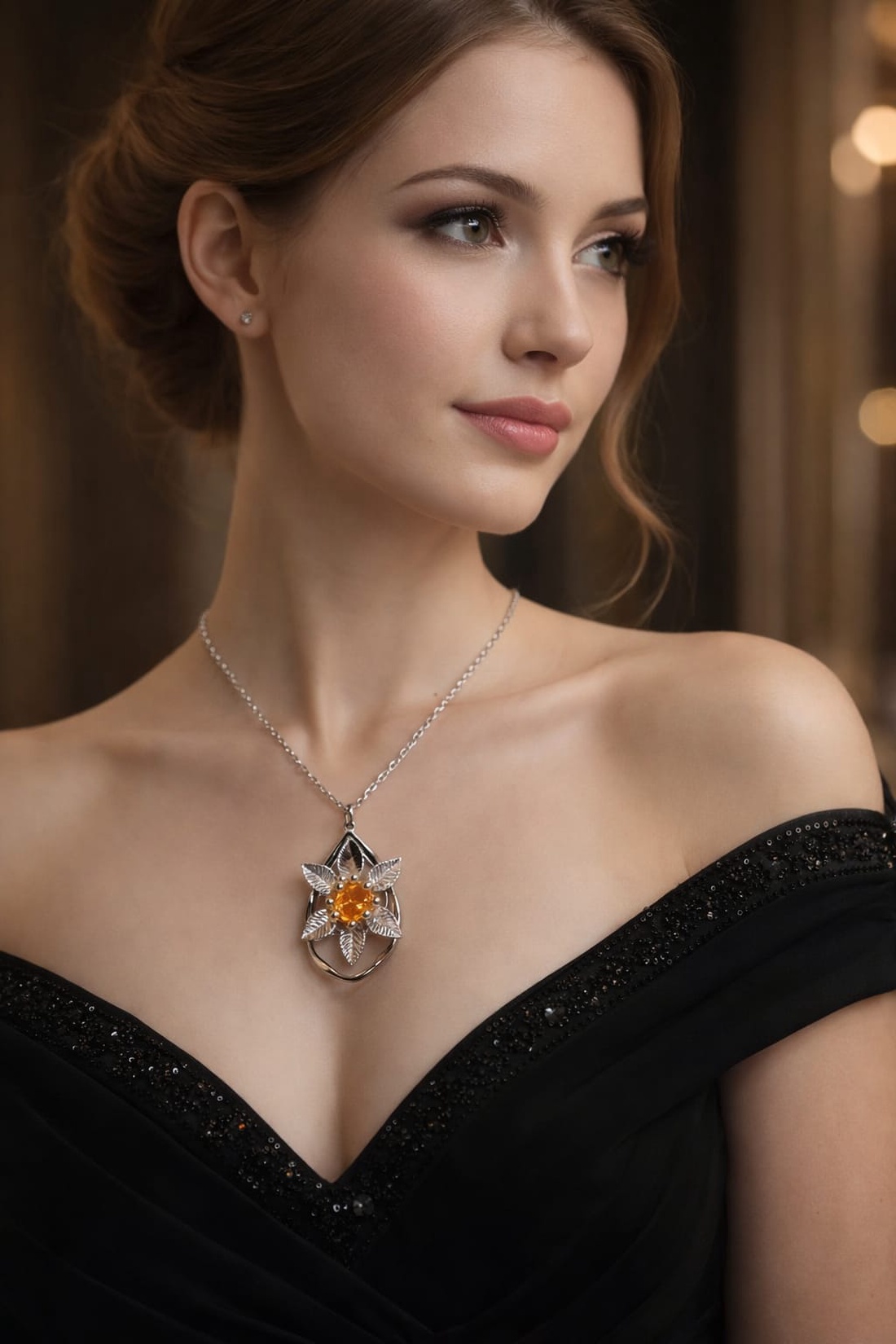 Colier-pandantiv inox si sticla  01136 - bijuterii - coliere - coliere cu pandative - Artynos.ro