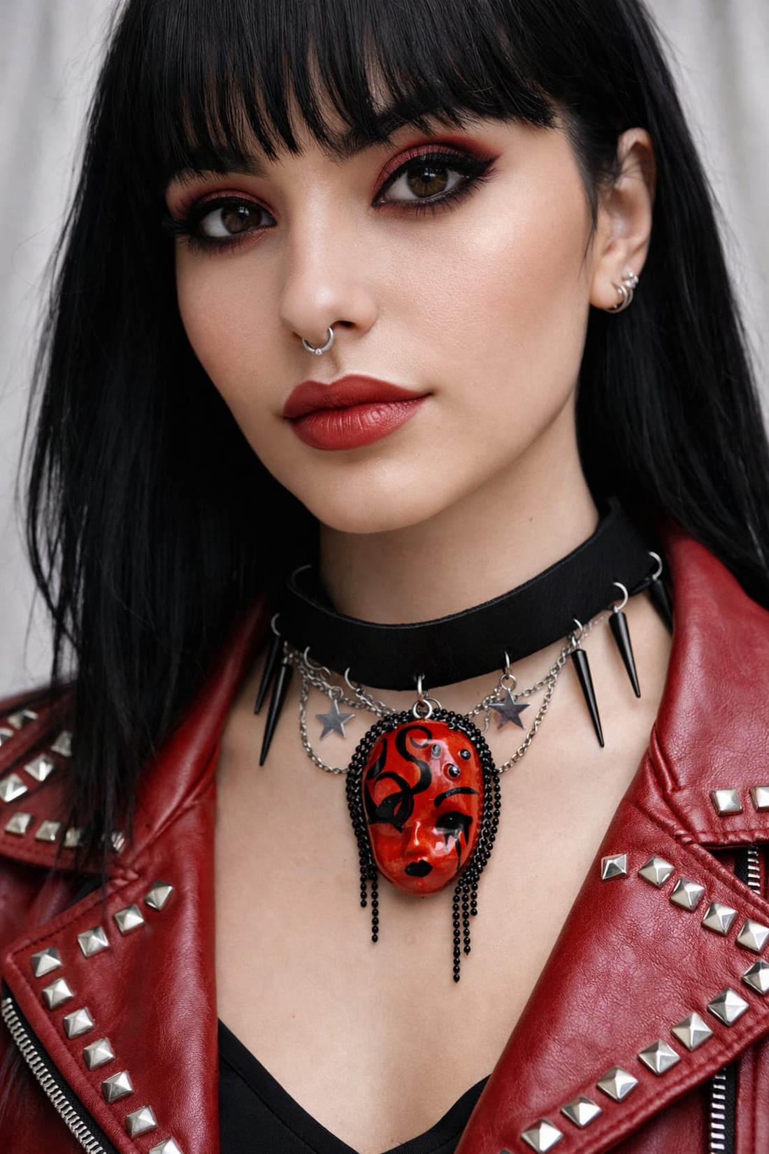 Chocker gothik-edgy lucrat și pictat manual din lut din Colecția Gothic Enigma 01352 - bijuterii - coliere - chockere - Artynos.ro