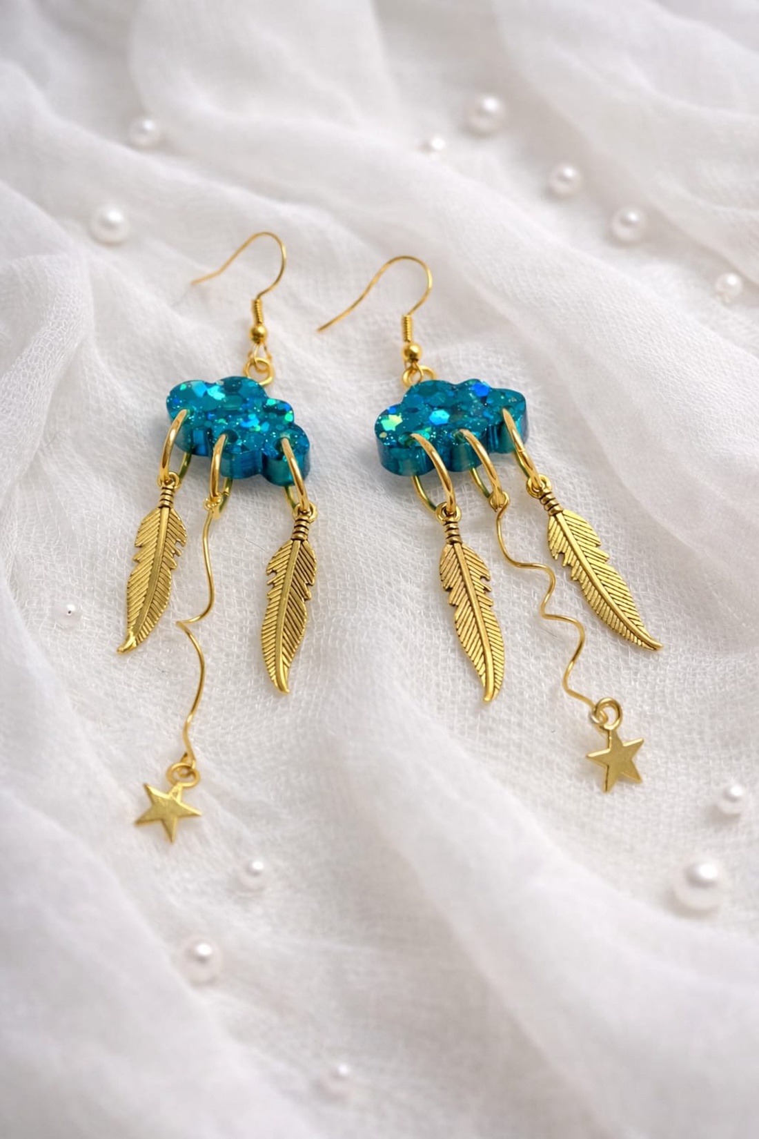 cercei handmade unicat din rasina 01015 - bijuterii - cercei - cercei din rășină - Artynos.ro