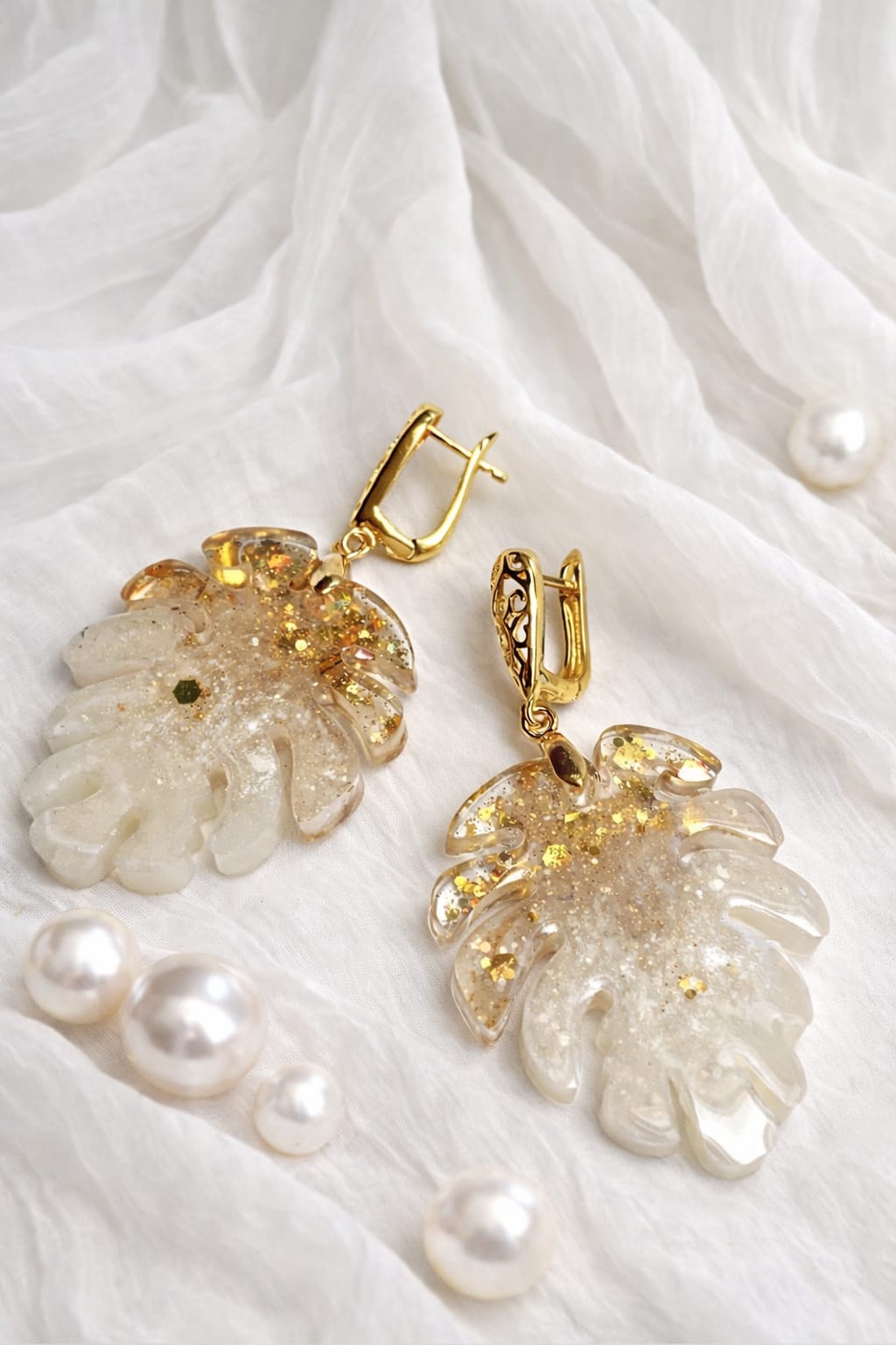 Cercei pentru mireasa-nunti,ocazii speciale 01481 - bijuterii - cercei - cercei din rășină - Artynos.ro