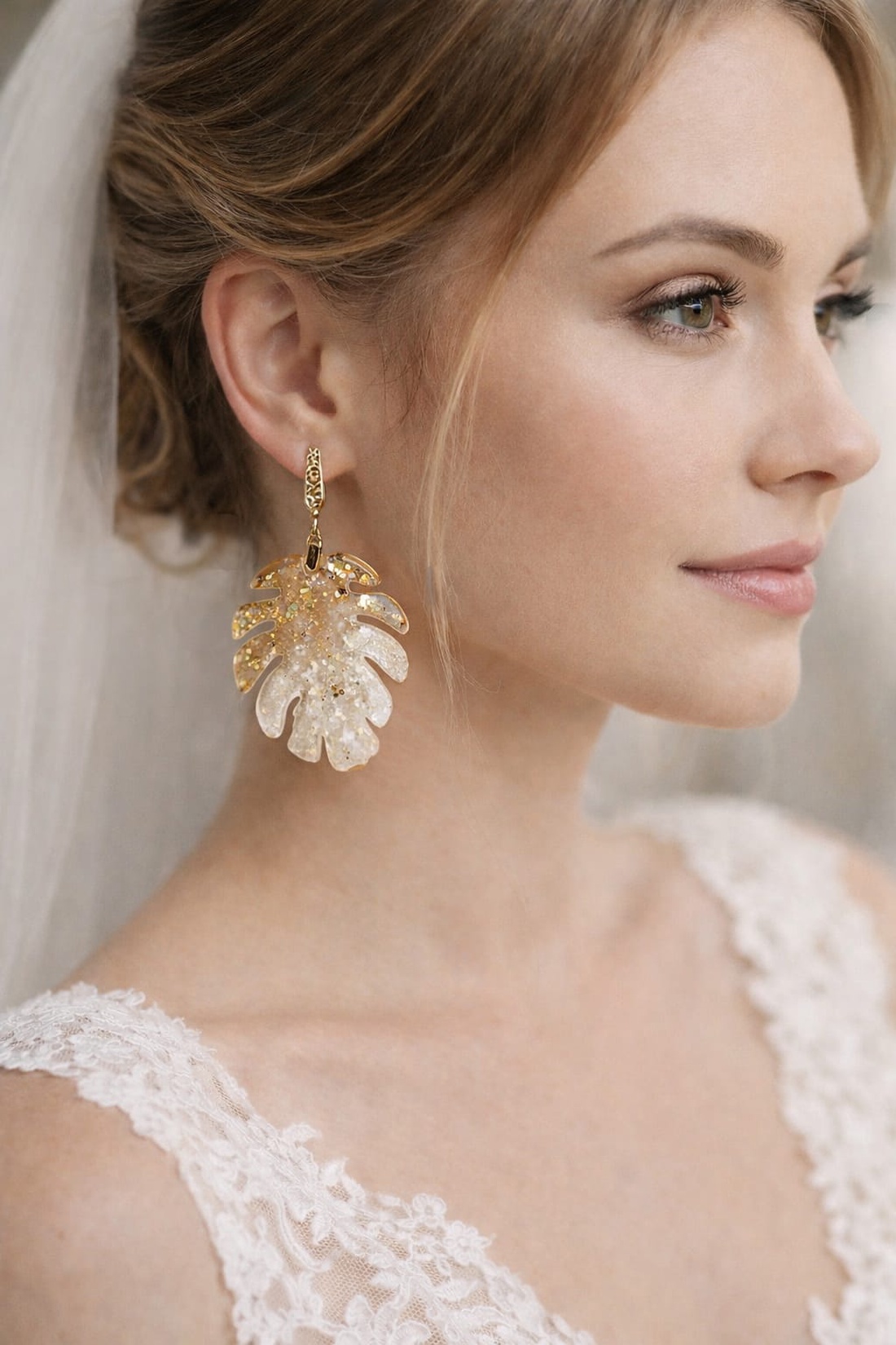 Cercei pentru mireasa-nunti,ocazii speciale 01481 - bijuterii - cercei - cercei din rășină - Artynos.ro