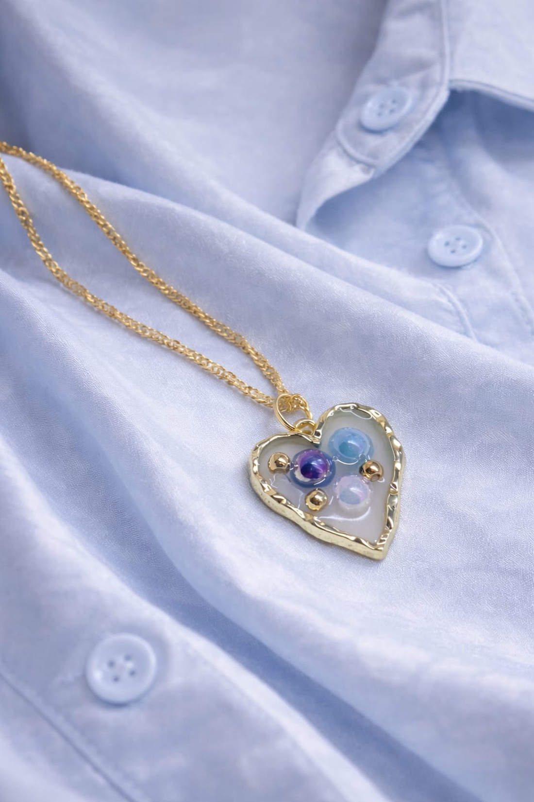 Colier -pandantiv cu pelute artificiale 01174 - bijuterii - coliere - coliere cu pandative - Artynos.ro