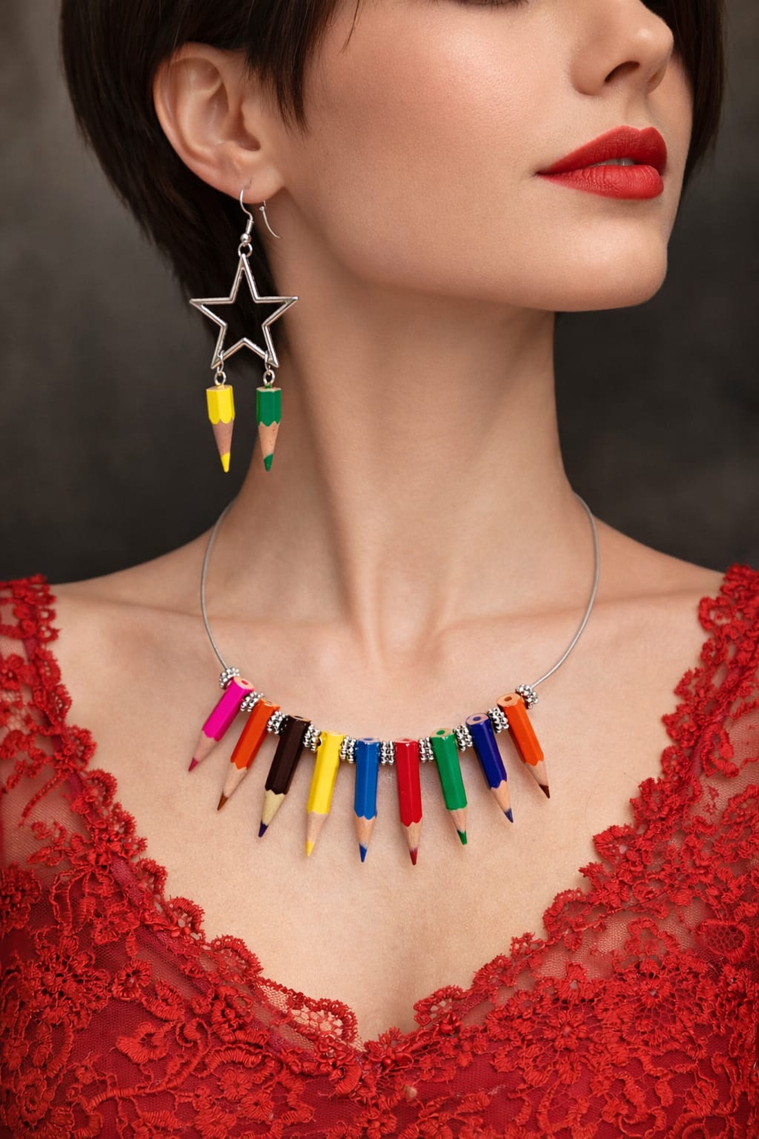 set bijuterii creioane colorate 01850 - bijuterii - seturi de bijuterii - Artynos.ro