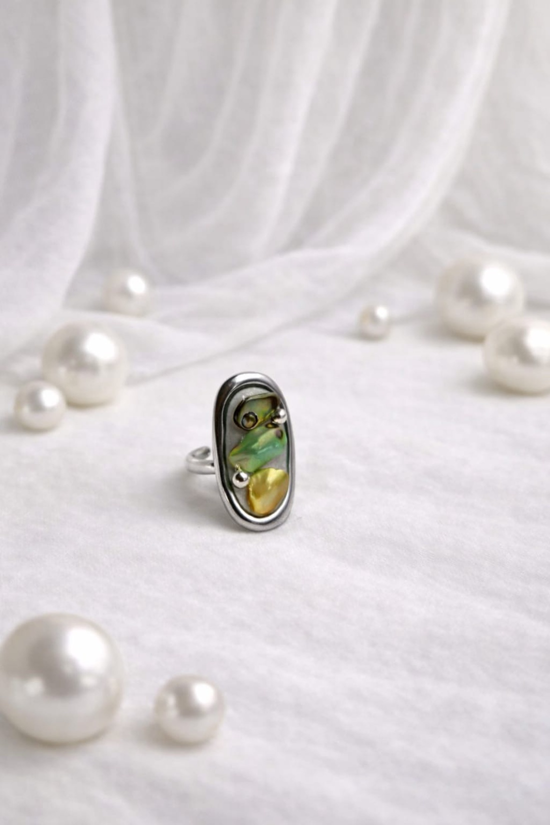 Inel cu scoici veritabile Abalone (Paua) 01164 - bijuterii - inele - inele cu figurine - Artynos.ro