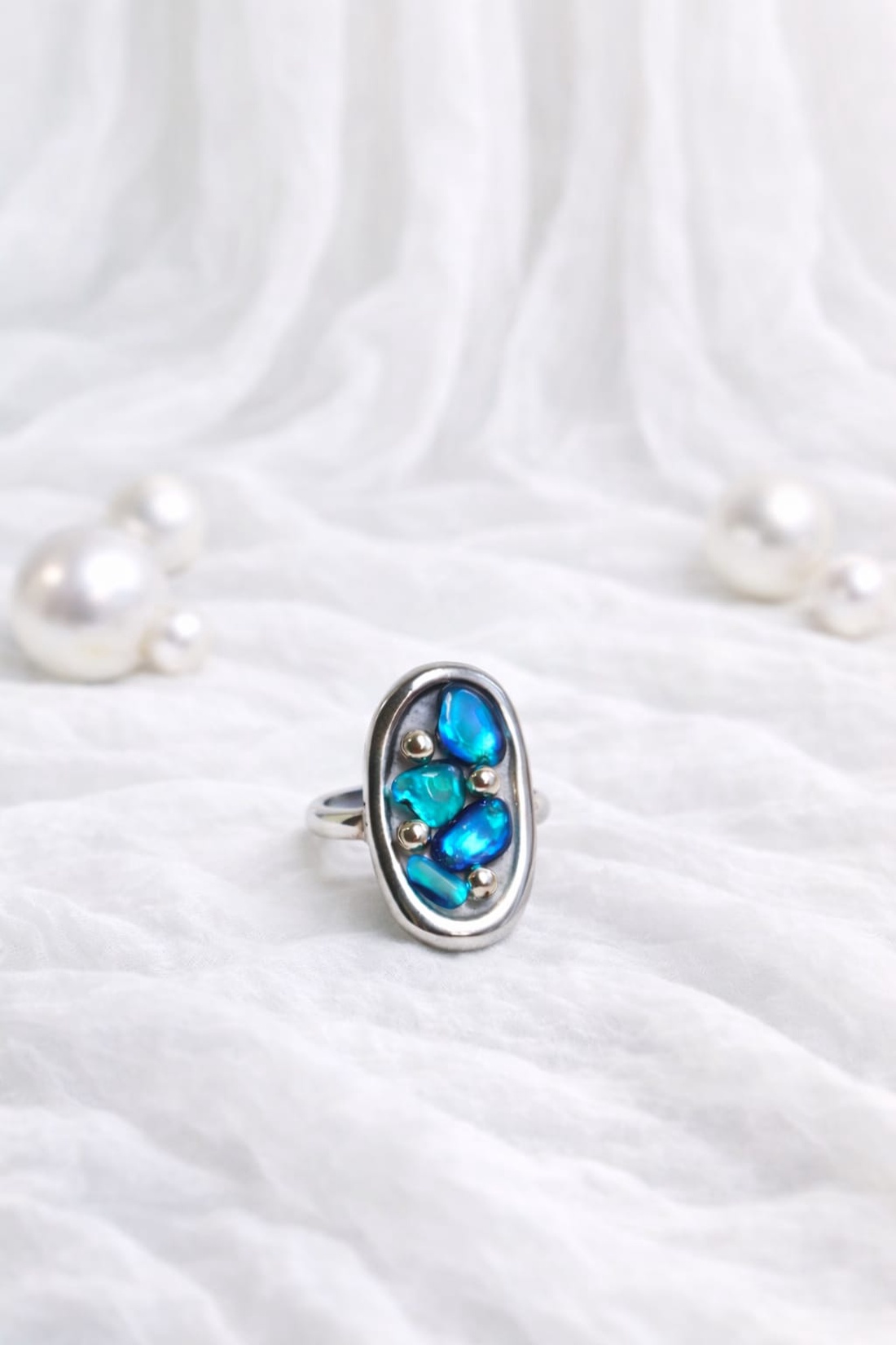  Inel cu scoici veritabile Abalone (Paua) 01162 - bijuterii - inele - inele cu figurine - Artynos.ro