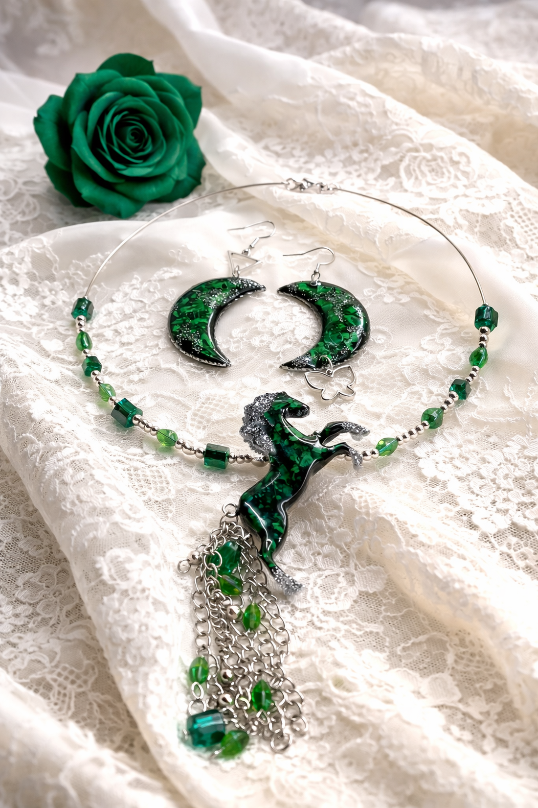 set bijuterii elegant cu Trandafiri 01865 - bijuterii - seturi de bijuterii - Artynos.ro