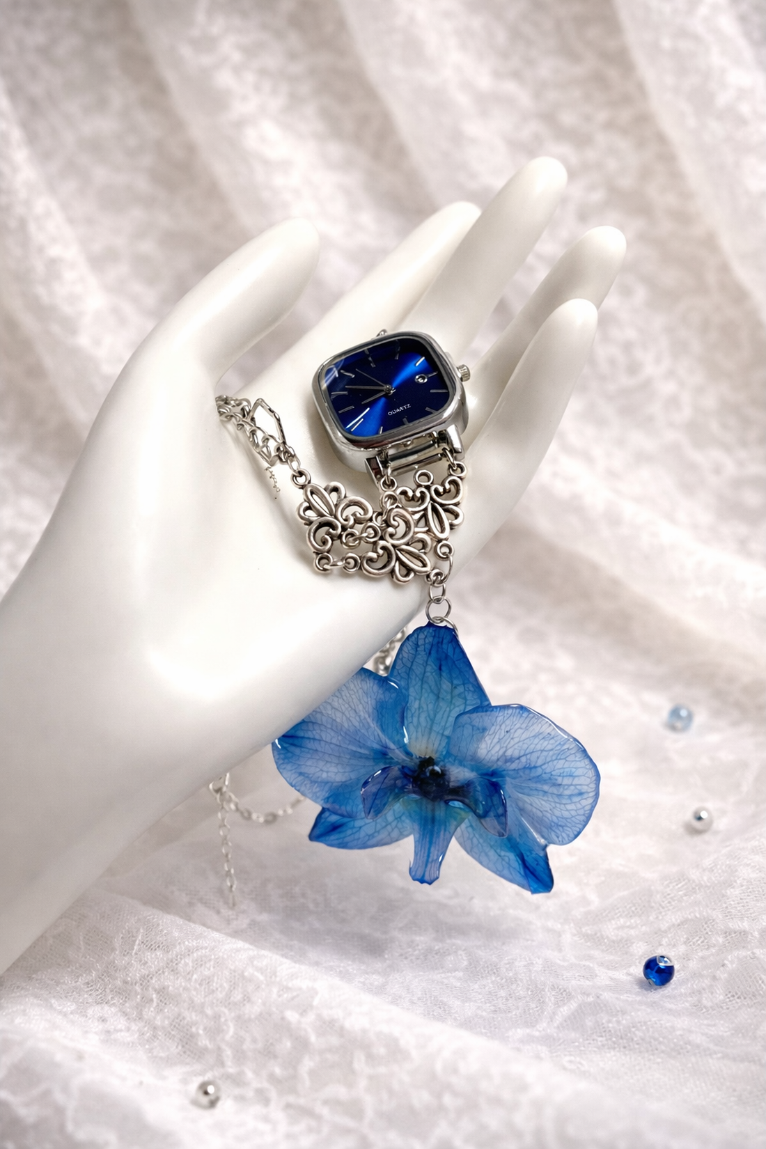 Colier  cu Orhidee si ceas  00832 - bijuterii - coliere - pandative - Artynos.ro