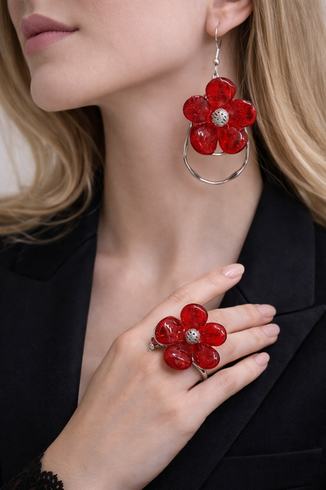 Set bijuterii rasina si Trandafiri 1365 - bijuterii - seturi de bijuterii - Artynos.ro