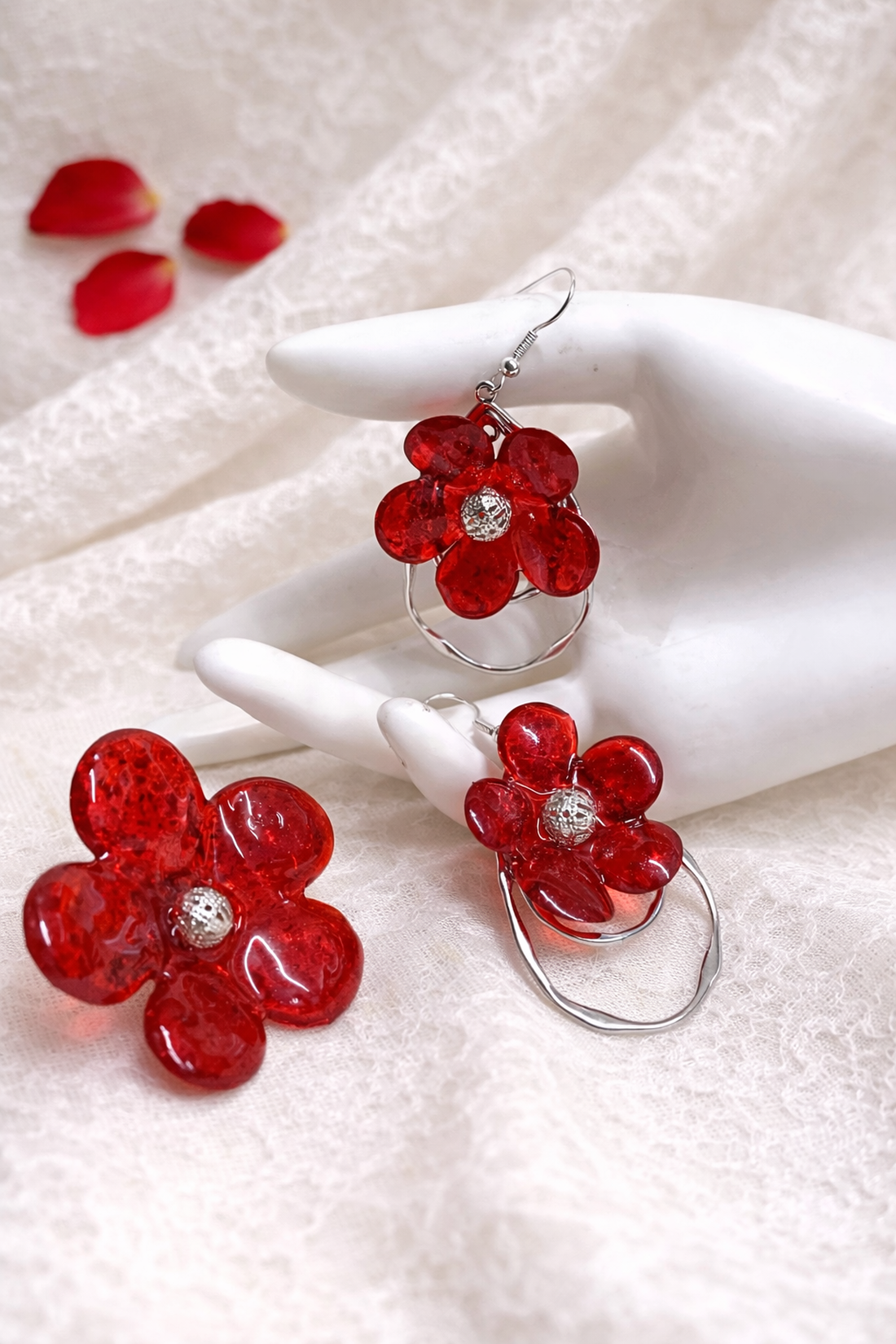 Set bijuterii rasina si Trandafiri 1365 - bijuterii - seturi de bijuterii - Artynos.ro