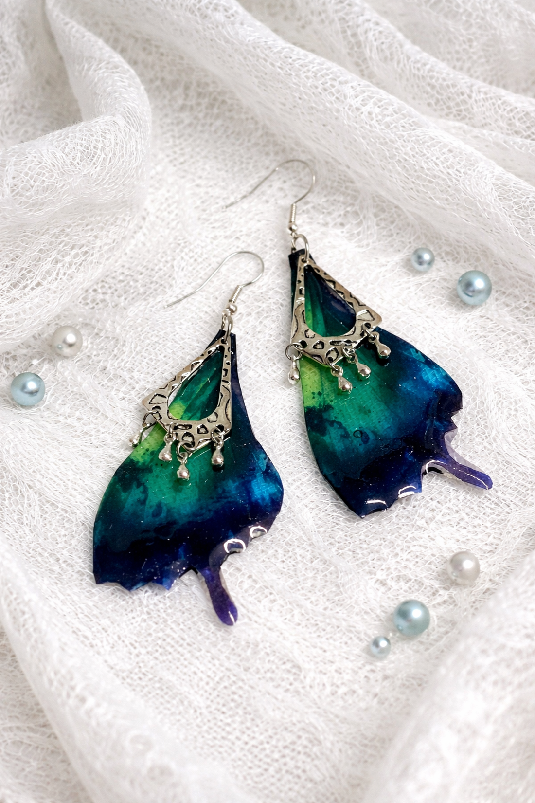 cercei aripi libelula 01872 - bijuterii - cercei - cercei din rășină - Artynos.ro