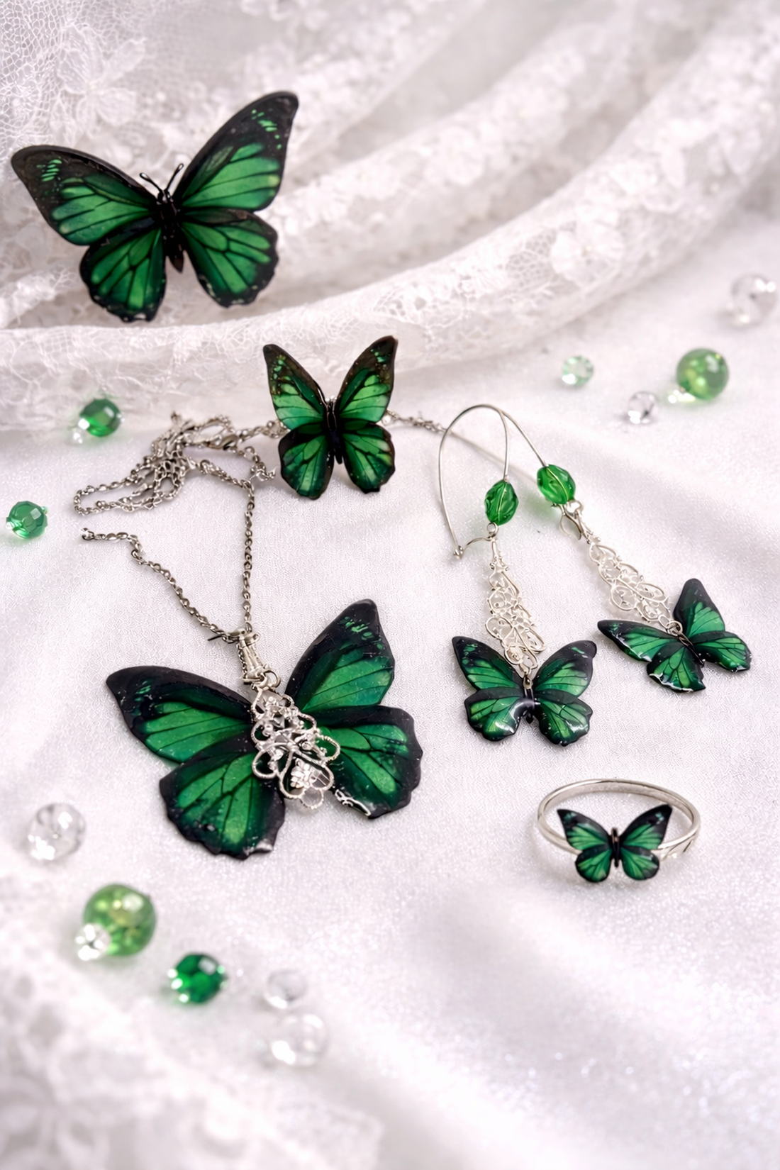 Set bijuterii cu fluturi 00484 - bijuterii - seturi de bijuterii - Artynos.ro