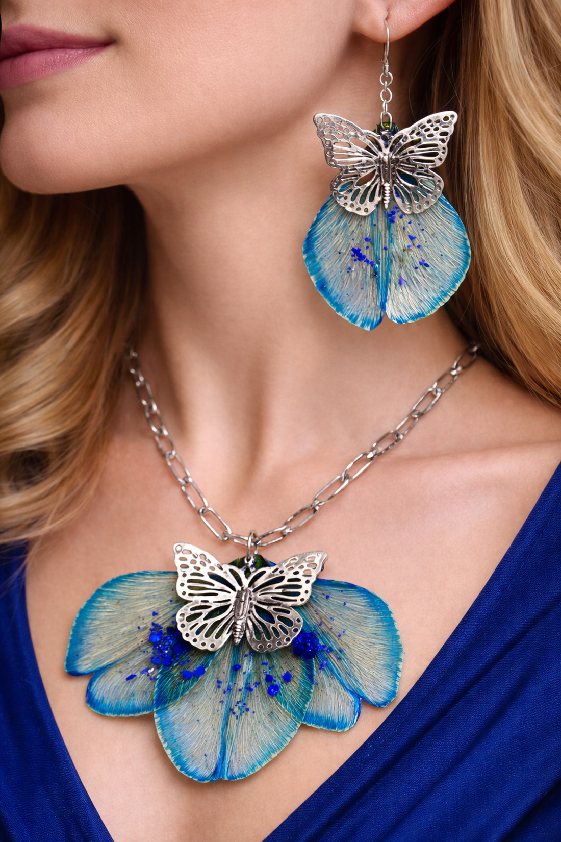 Cercei handmade din lalele naturale 01847 - bijuterii - seturi de bijuterii - Artynos.ro