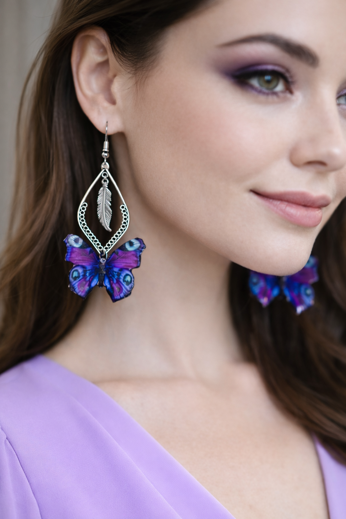  cercei fluturi in rasina 01848  - bijuterii - cercei - cercei din rășină - Artynos.ro