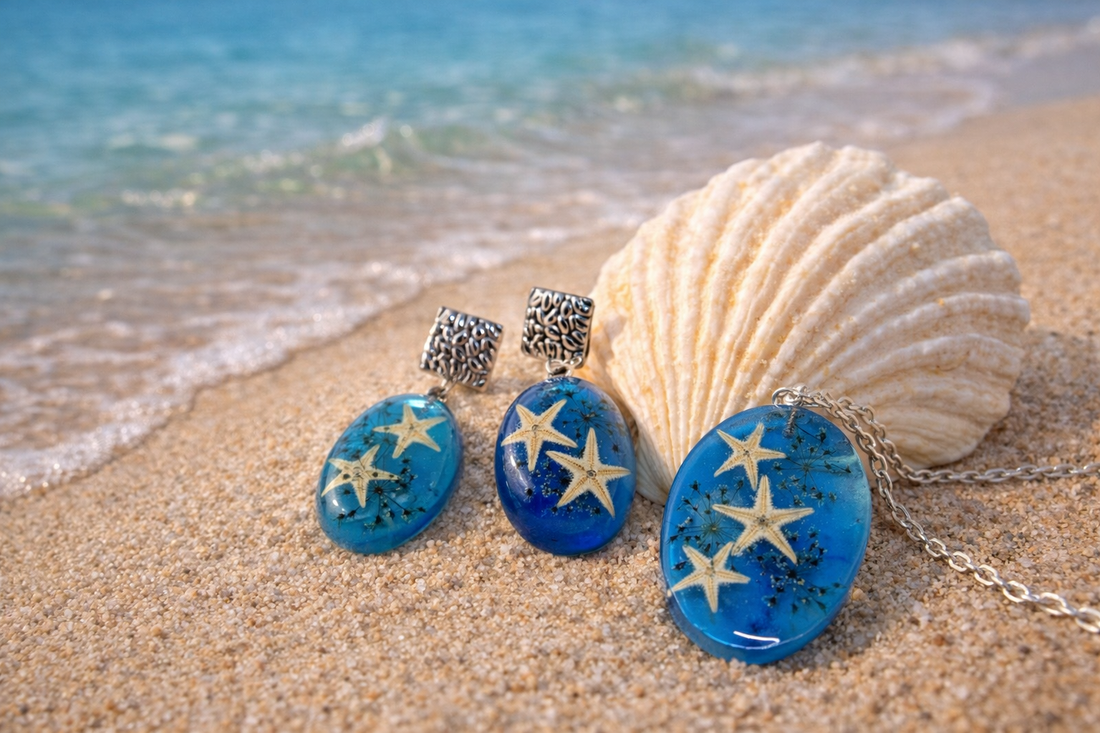 Set bijuterii cu stelute de mare 01860 - bijuterii - seturi de bijuterii - Artynos.ro