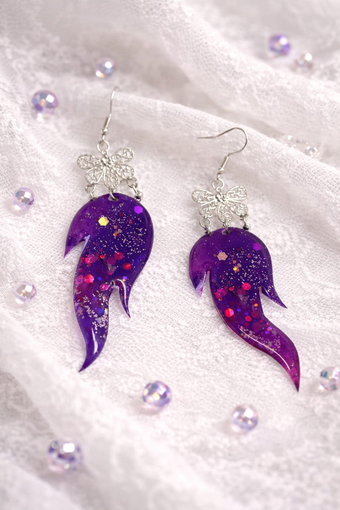 Cercei pictati manual 01360 - bijuterii - cercei - cercei din rășină - Artynos.ro