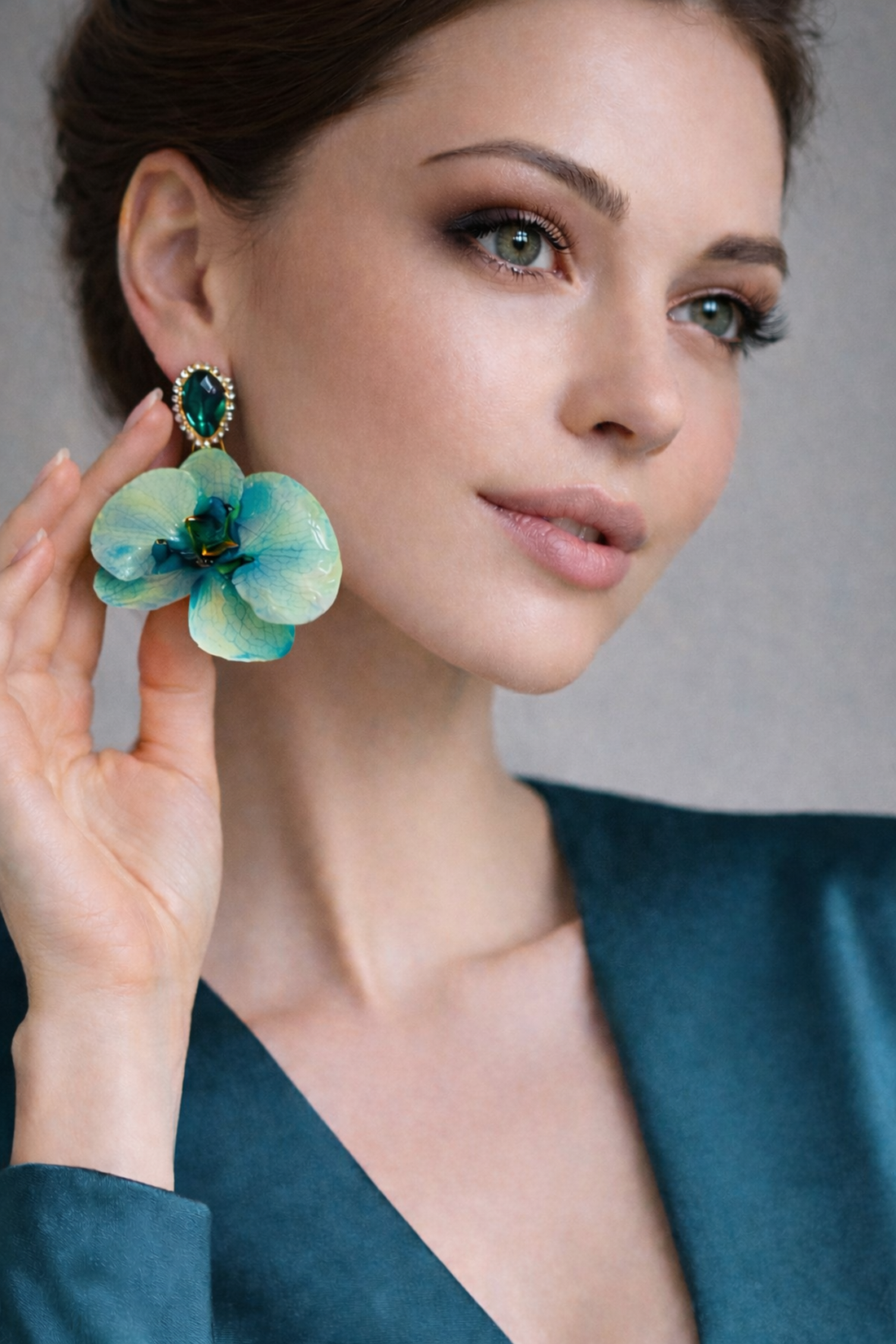 Cercei cu orhidee naturala 01863 - bijuterii - cercei - cercei din rășină - Artynos.ro