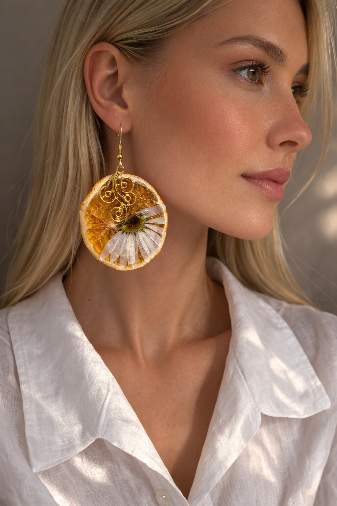 cercei cu felii de portocale 00998 - bijuterii - cercei - cercei din rășină - Artynos.ro