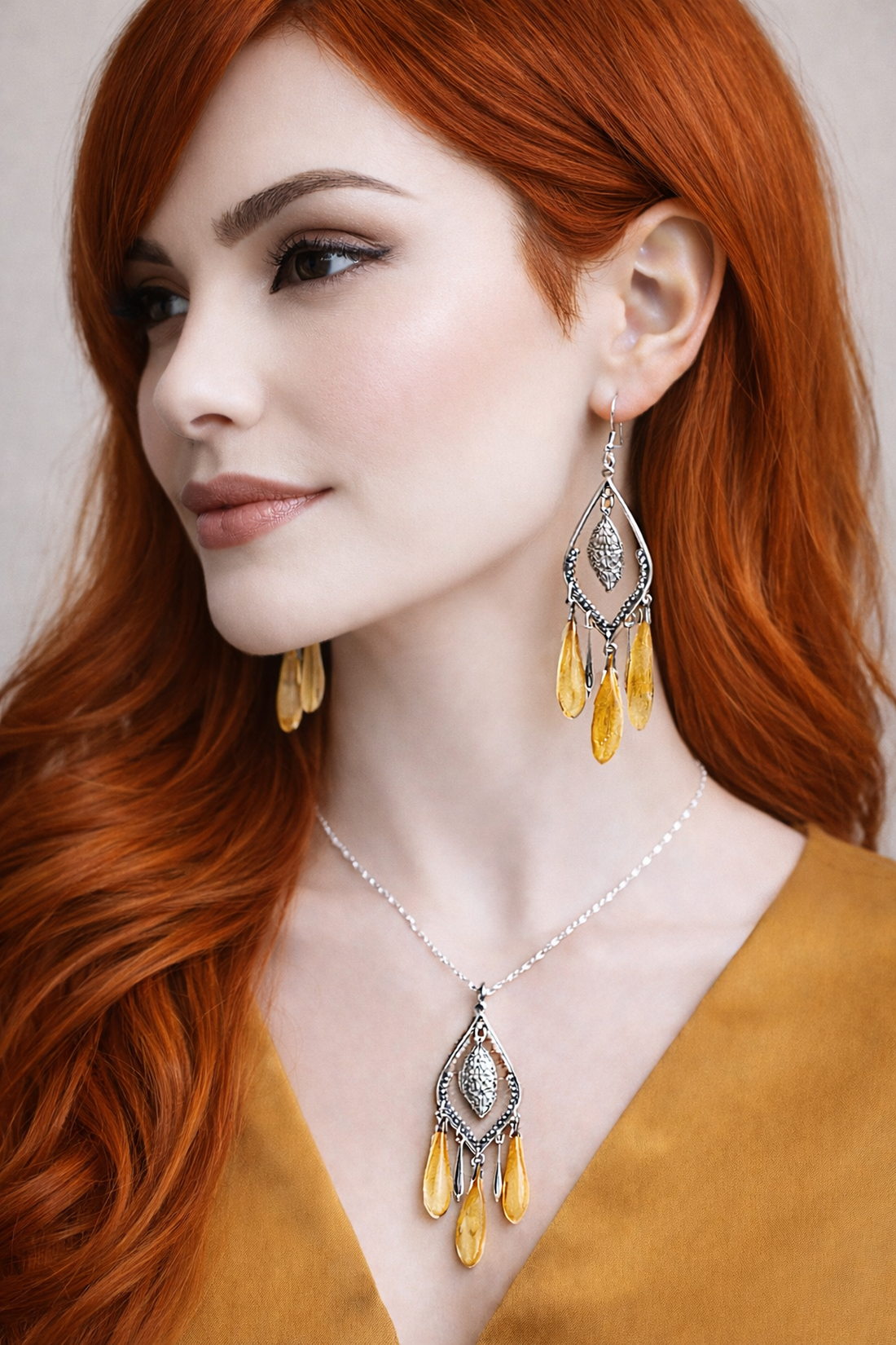 cercei cu petale de Floarea Soarelui 01877 - bijuterii - seturi de bijuterii - Artynos.ro