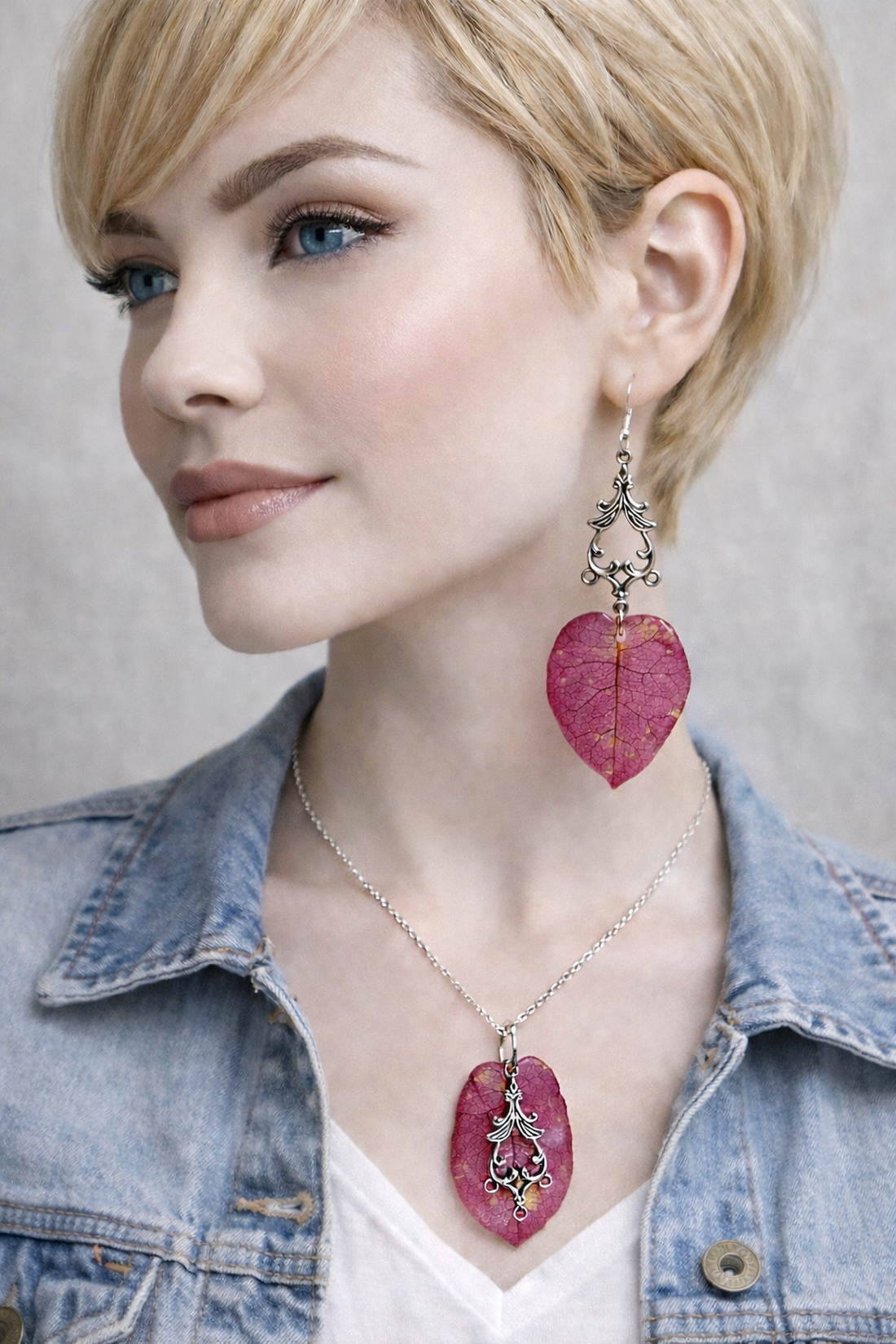 set bijuterii cu Bougainvillea 01878 - bijuterii - seturi de bijuterii - Artynos.ro