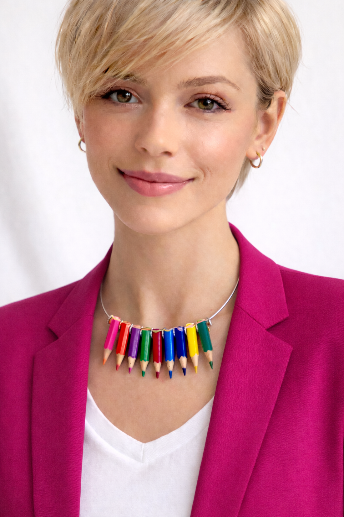 Colier din creioane colorate lucrat manual  din Colecția Magia Culorilor 00482 - bijuterii - coliere - coliere cu pandative - Artynos.ro