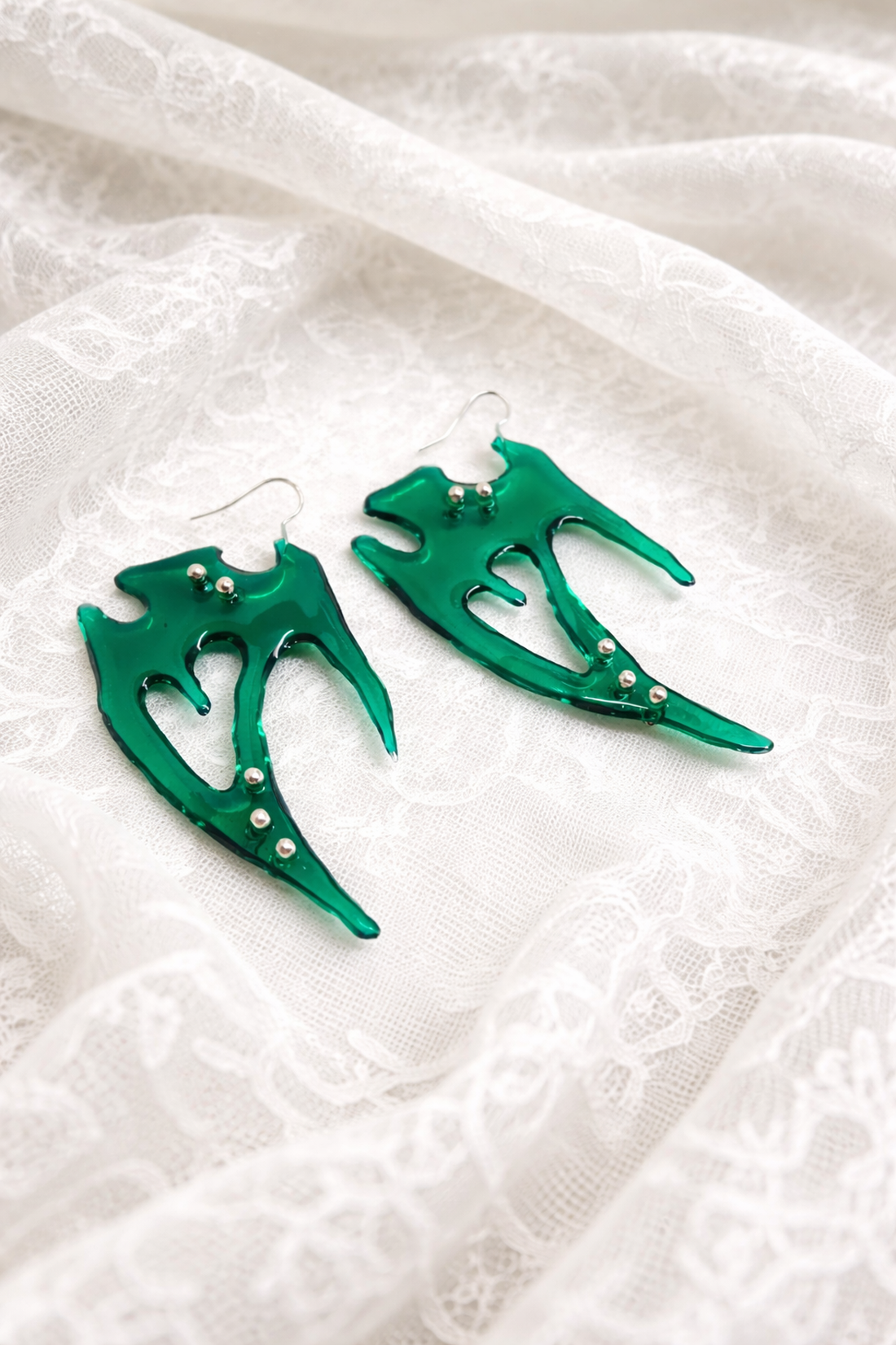 Cercei statement -Liquid Emerald - din Rășină epoxidica 01899 - bijuterii - cercei - cercei din rășină - Artynos.ro