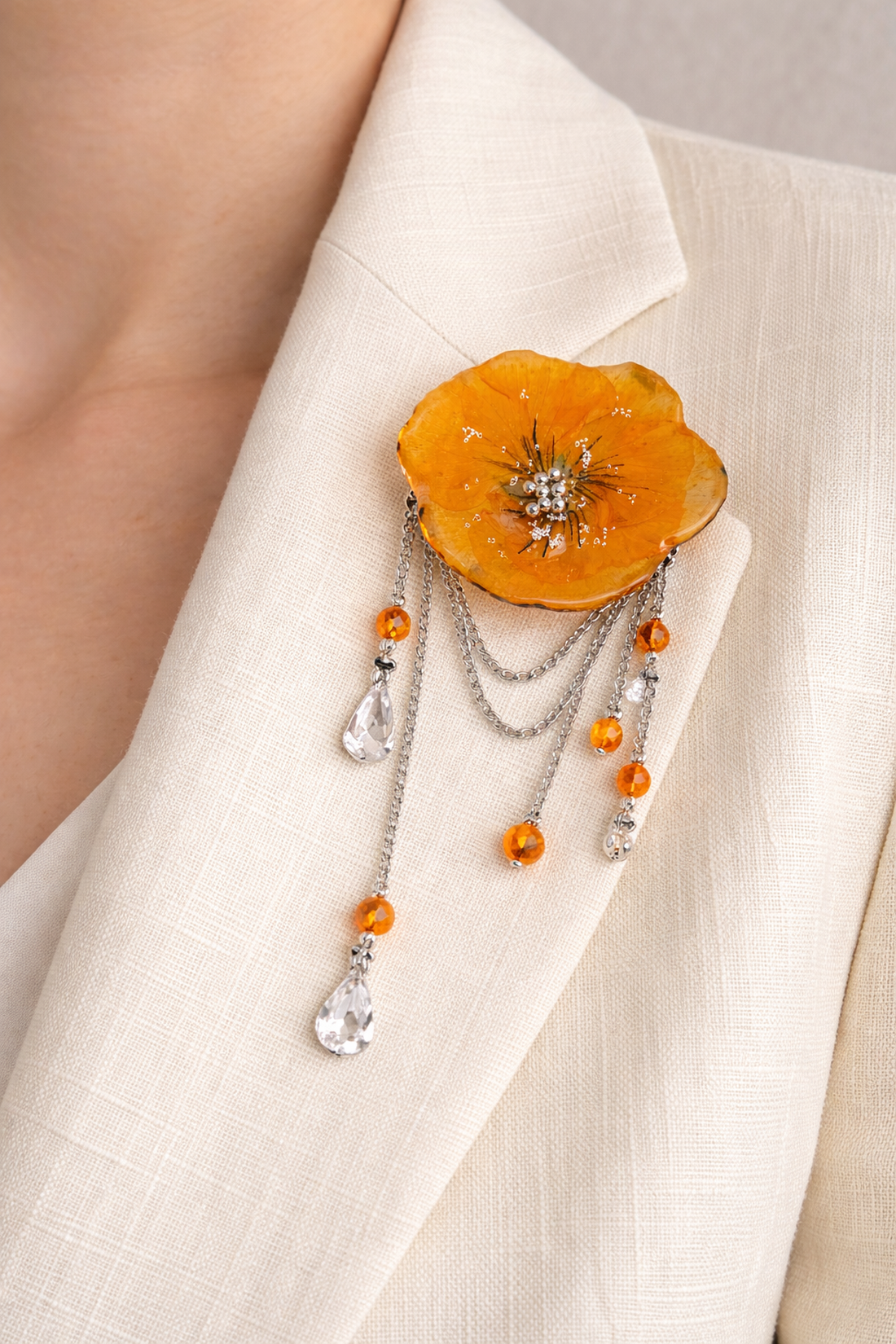 Broșă-pandantiv lucrat manual Panselute cu rășină -cadou pentru iubia,mama,fiica,logodnica,prietena 01919 - bijuterii - broșe - Artynos.ro