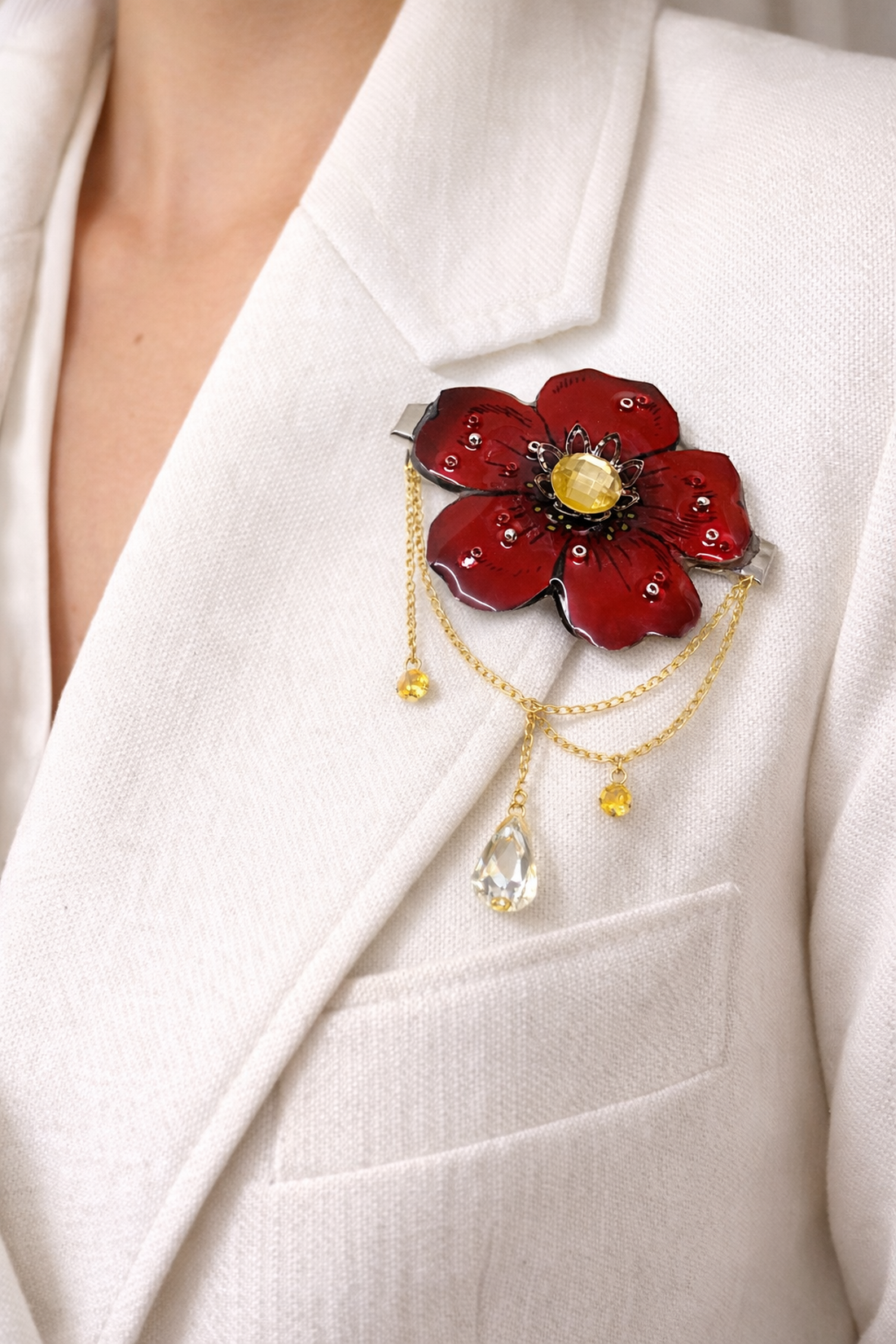 Broșă - Clemă de păr lucrata manual, motiv Maci cu rășină -cadou pentru iubia,mama,fiica,logodnica,prietena 01920 - bijuterii - broșe - Artynos.ro