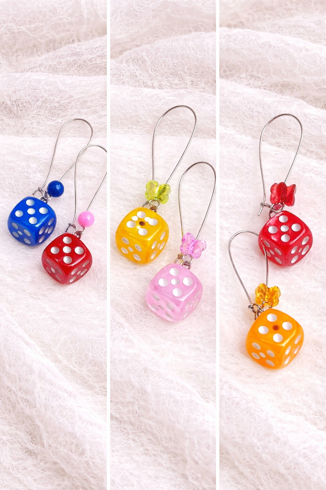 Cercei cu zaruri colorate, cadou pentru iubia,mama,fiica,logodnica,prietena 01926 - bijuterii - cercei - cercei din rășină - Artynos.ro