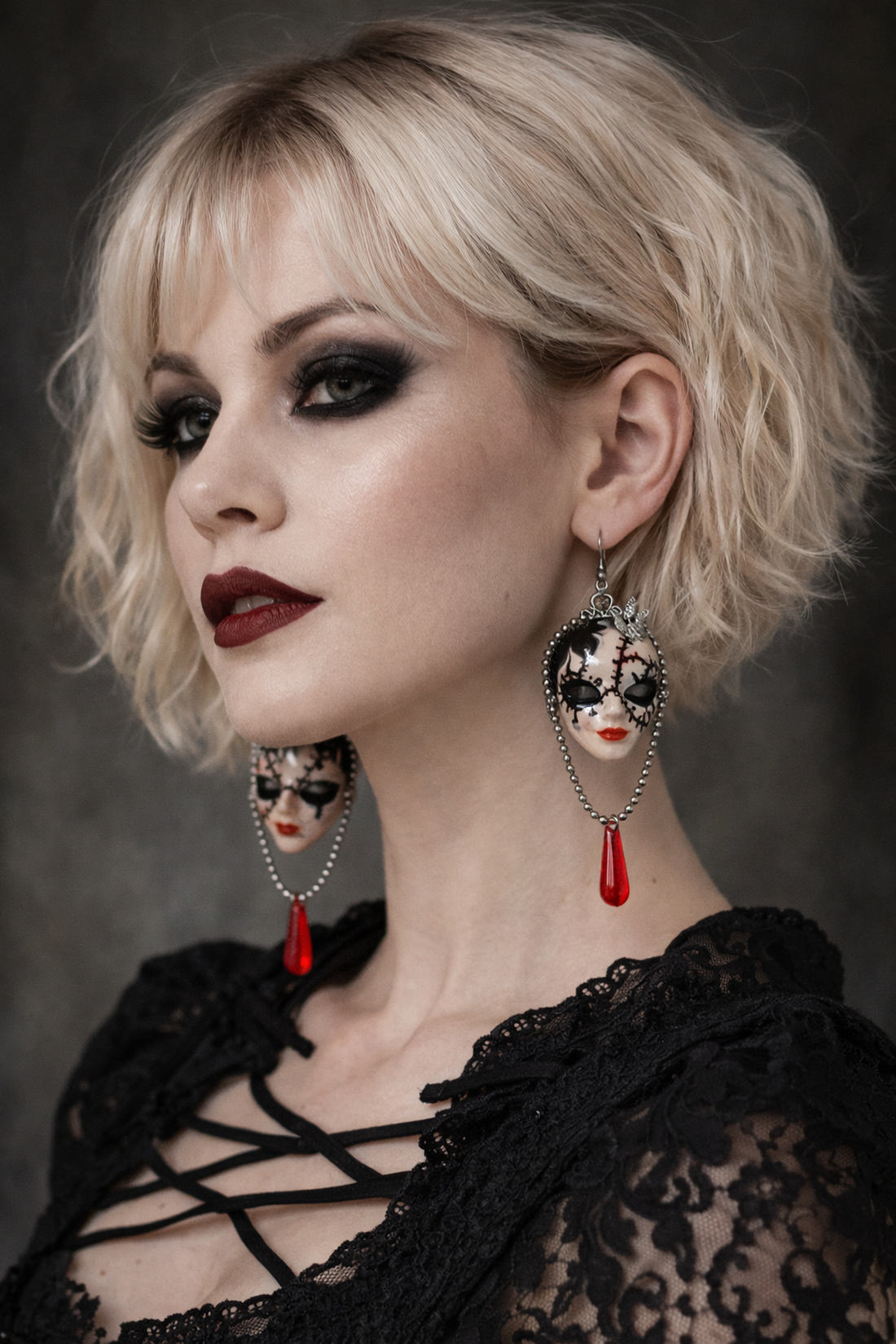 cercei modelati si pictati manual 01238 - bijuterii - cercei - cercei cu figurine - Artynos.ro