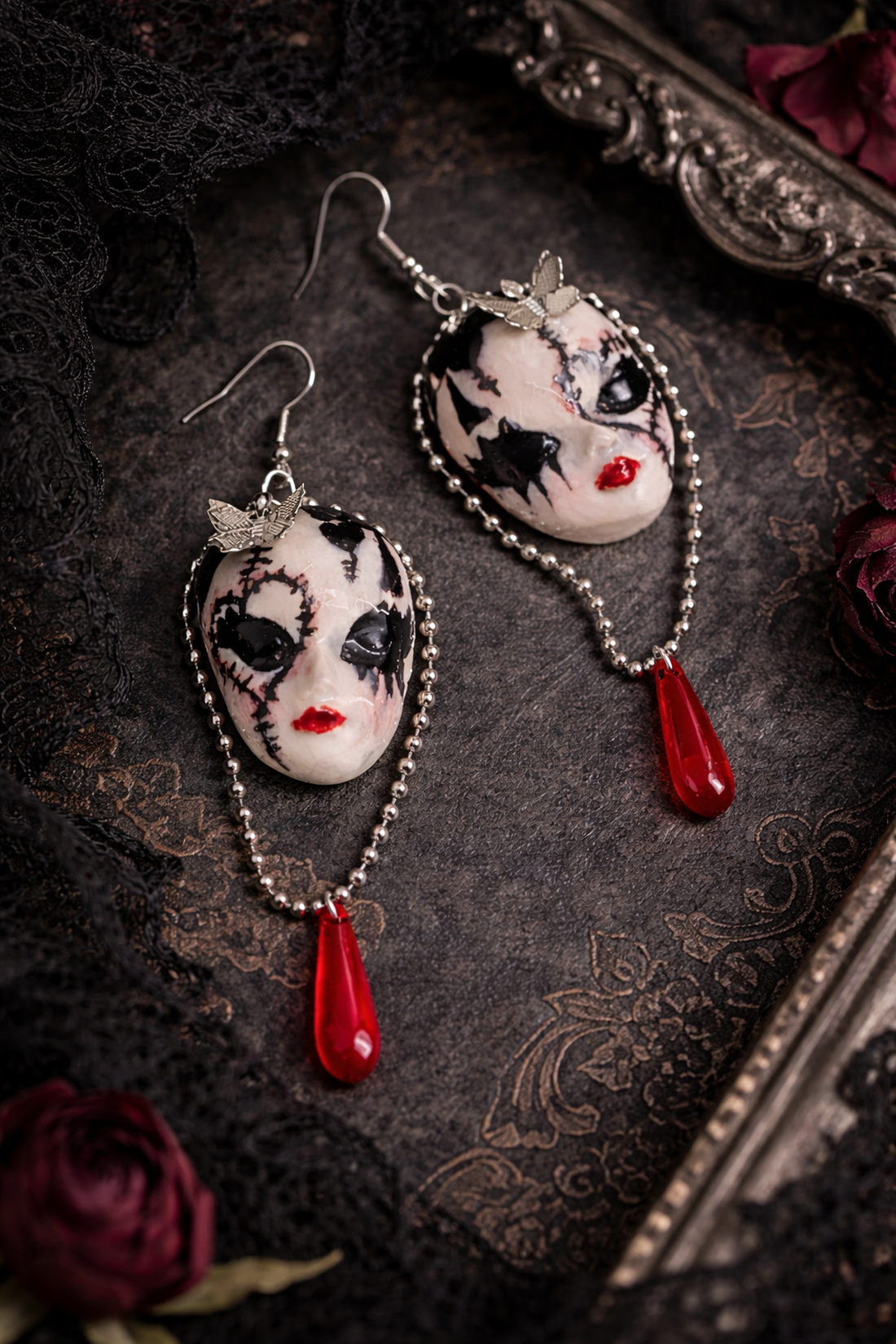 cercei modelati si pictati manual 01238 - bijuterii - cercei - cercei cu figurine - Artynos.ro