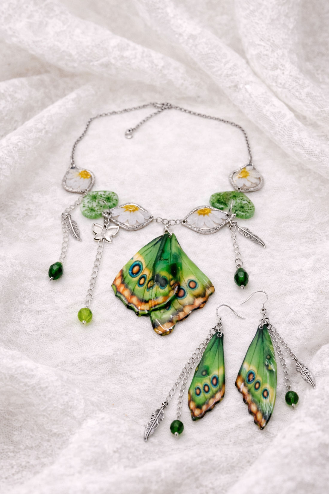 Set bijuterii -rasina, flori si fluturi 01902 - bijuterii - seturi de bijuterii - Artynos.ro